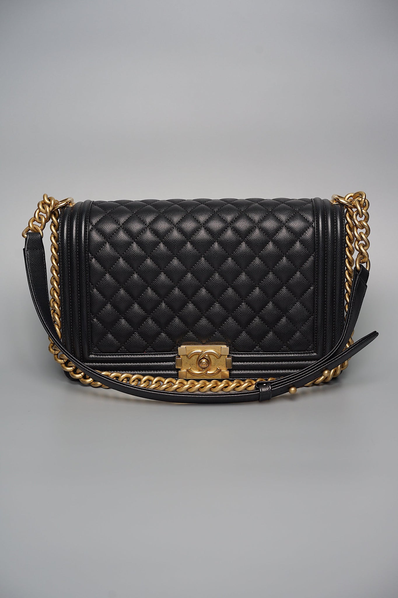Boy Chanel Large in Black Caviar Ghw