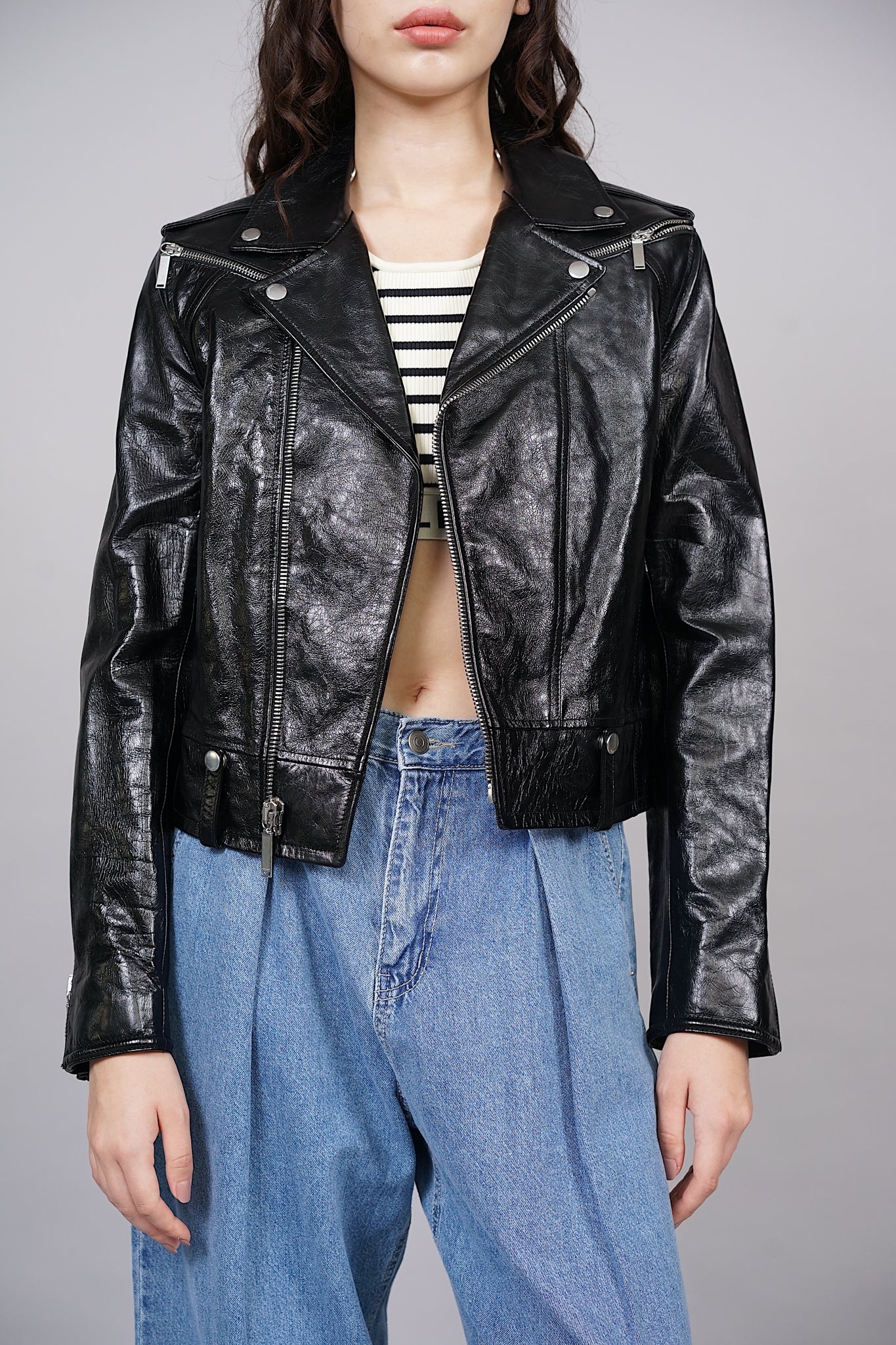 Saint Laurent Leather Biker Jacket in Size 38 (Brand New)