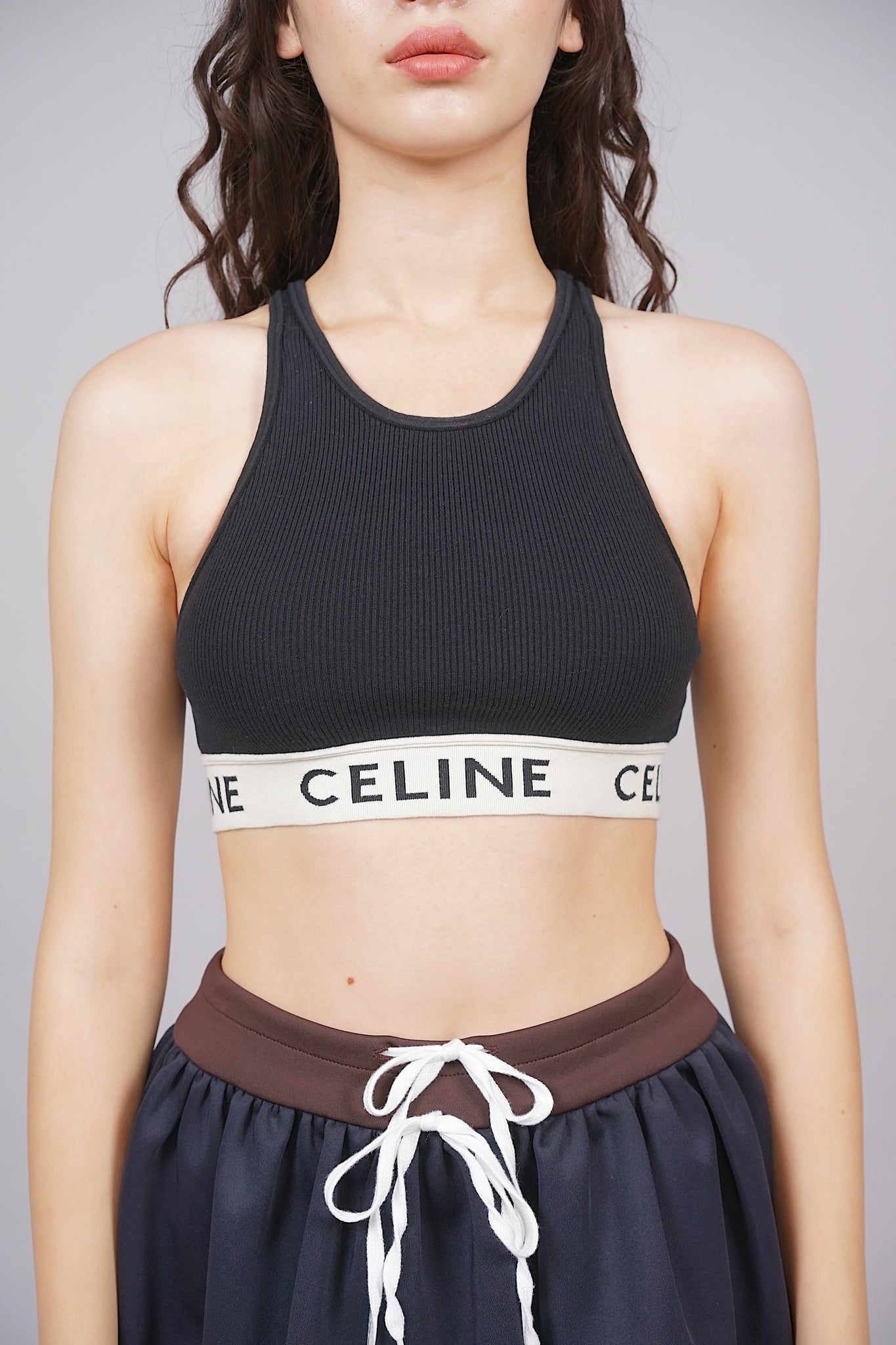 Celine Athletic Knit Bra Top in Black in Size S