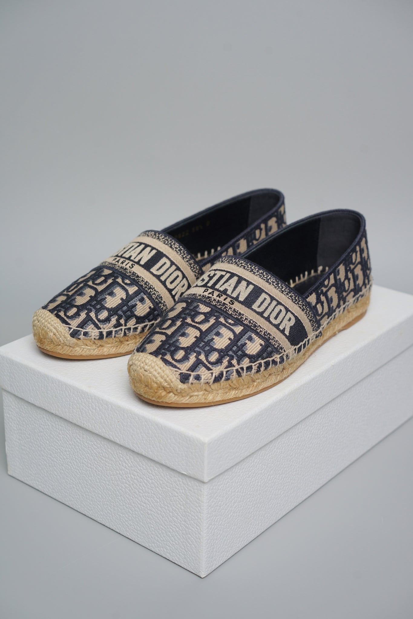 Dior Granville Espadrille Oblique Embroidered in Deep Blue Size 38.5 (Brand New)