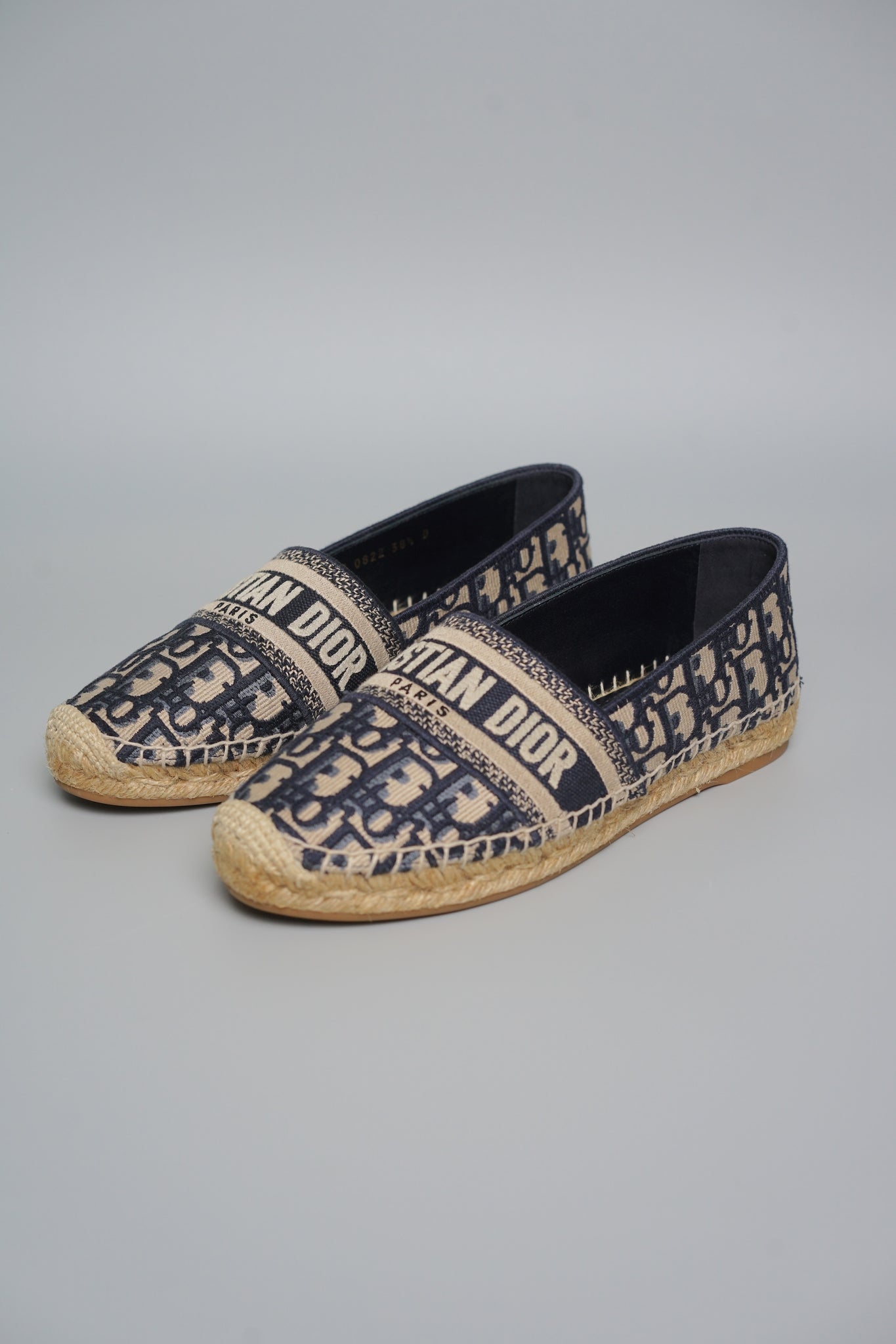 Dior Granville Espadrille Oblique Embroidered in Deep Blue Size 38.5 (Brand New)