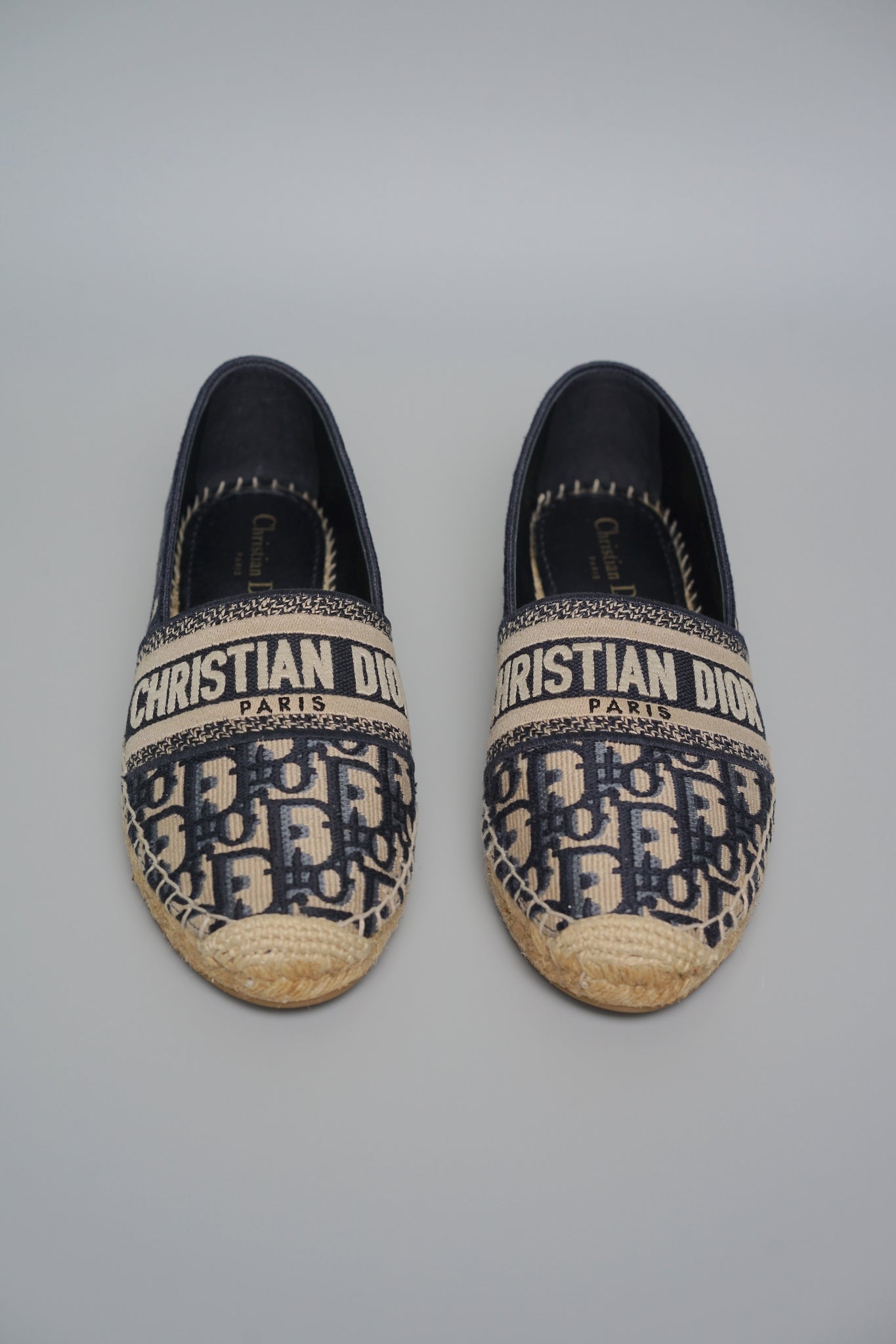 Dior Granville Espadrille Oblique Embroidered in Deep Blue Size 38.5 (Brand New)