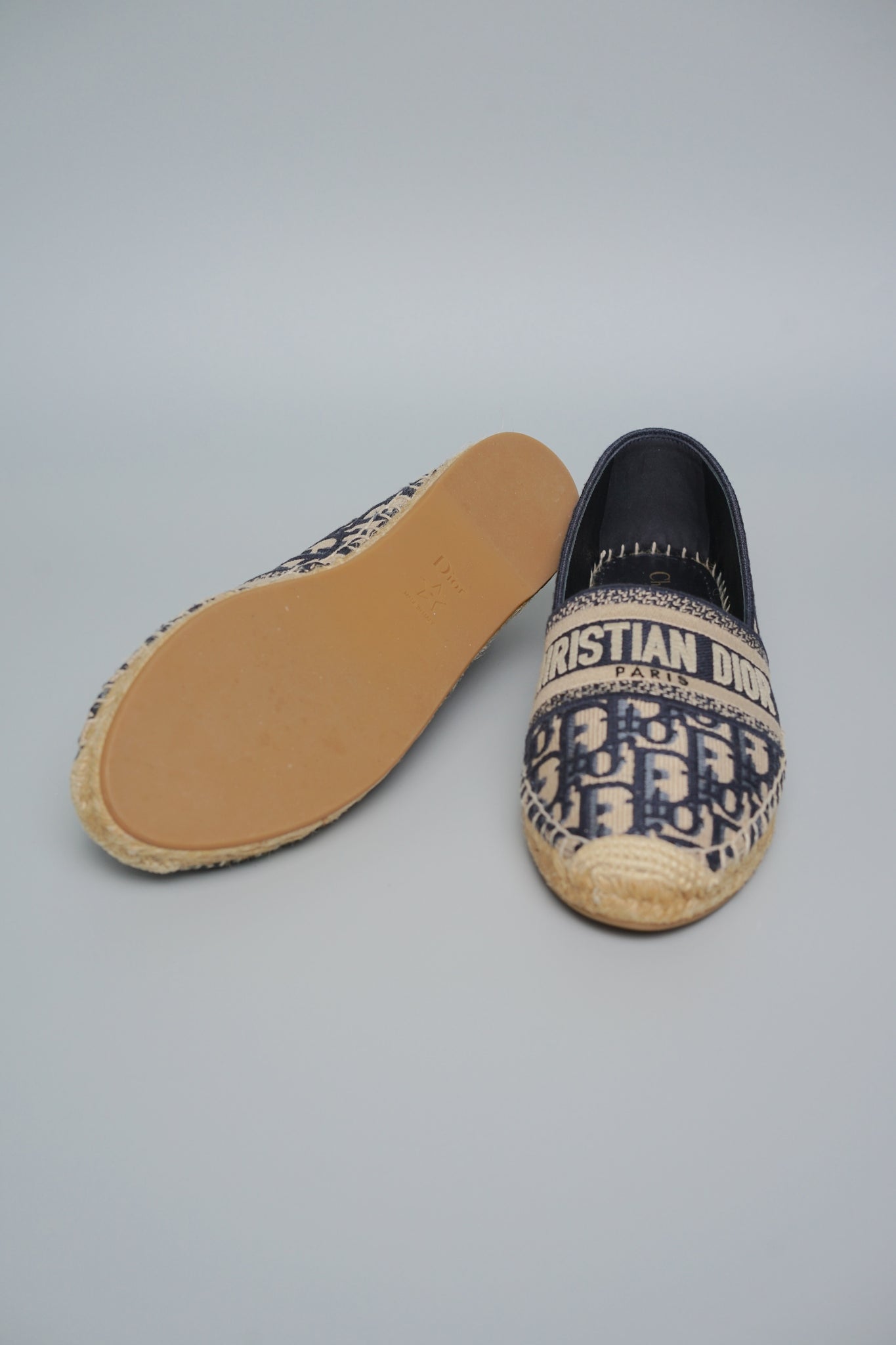 Dior Granville Espadrille Oblique Embroidered in Deep Blue Size 38.5 (Brand New)