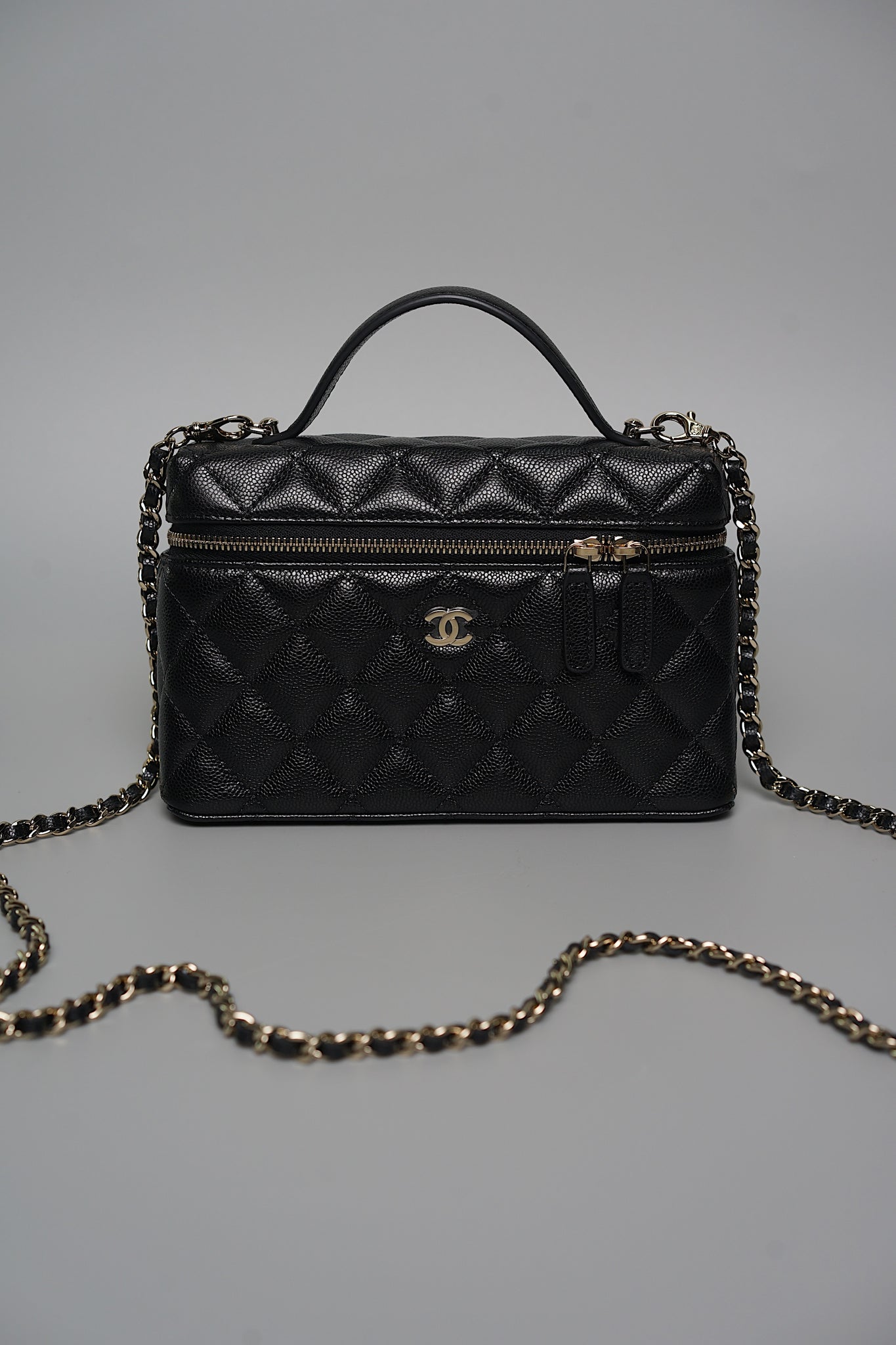 Chanel Timeless Top Handle Vanity in Black Caviar Shw (Brand New)