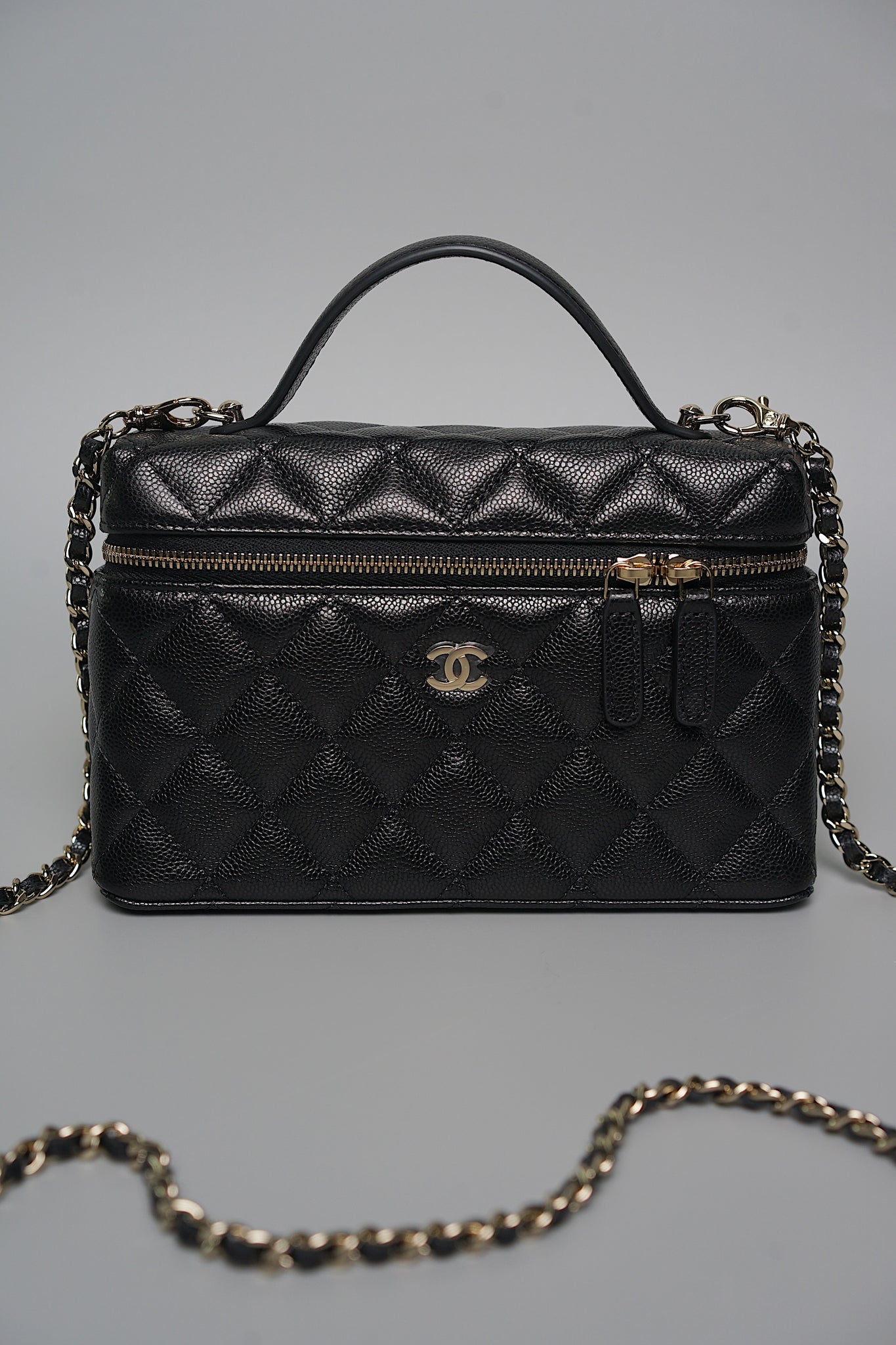 Chanel Timeless Top Handle Vanity in Black Caviar Shw (Brand New)