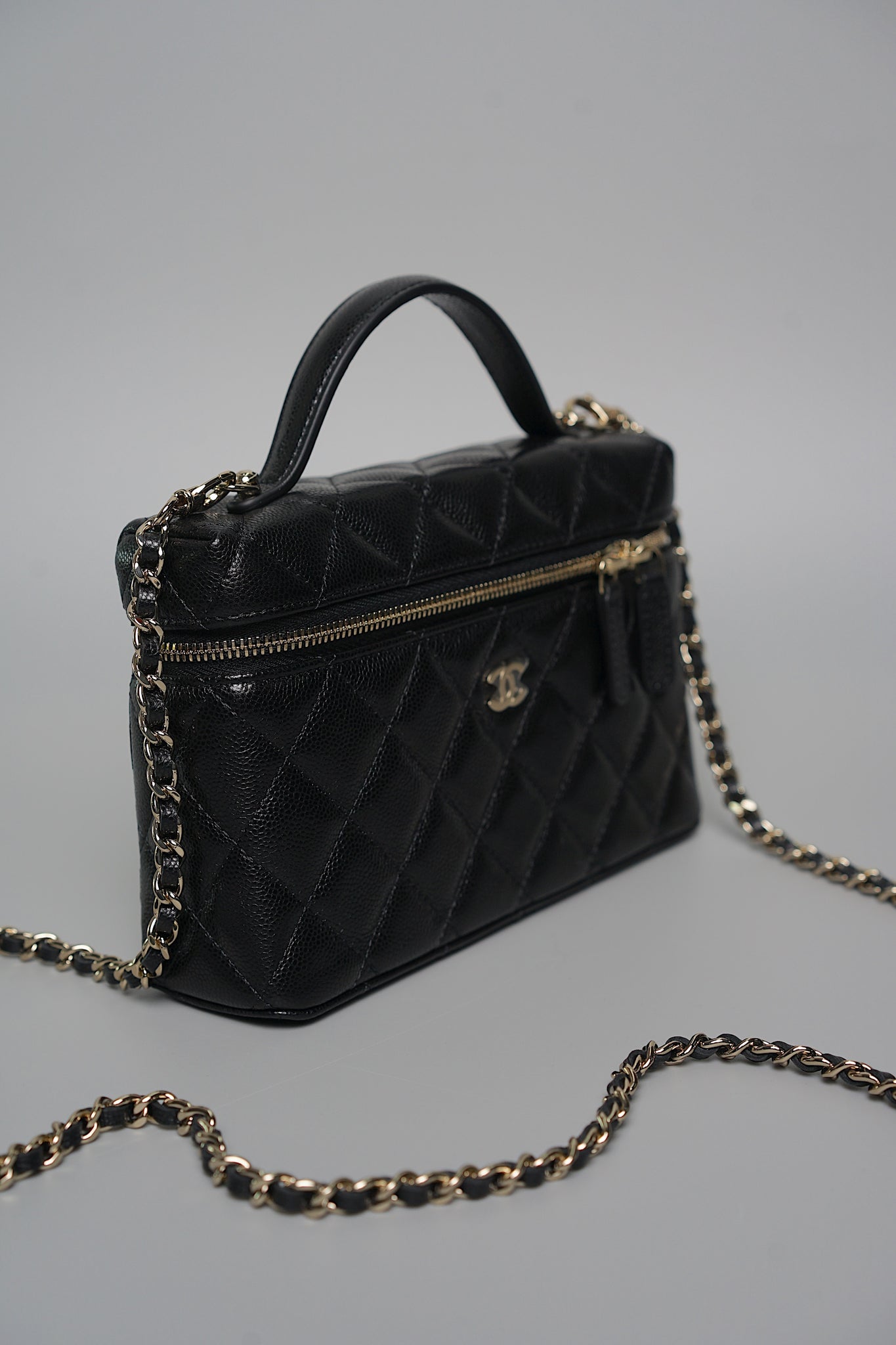 Chanel Timeless Top Handle Vanity in Black Caviar Shw (Brand New)