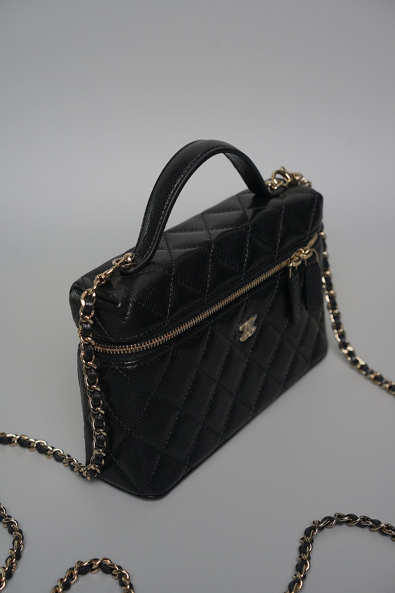 Chanel Timeless Top Handle Vanity in Black Caviar Shw (Brand New)