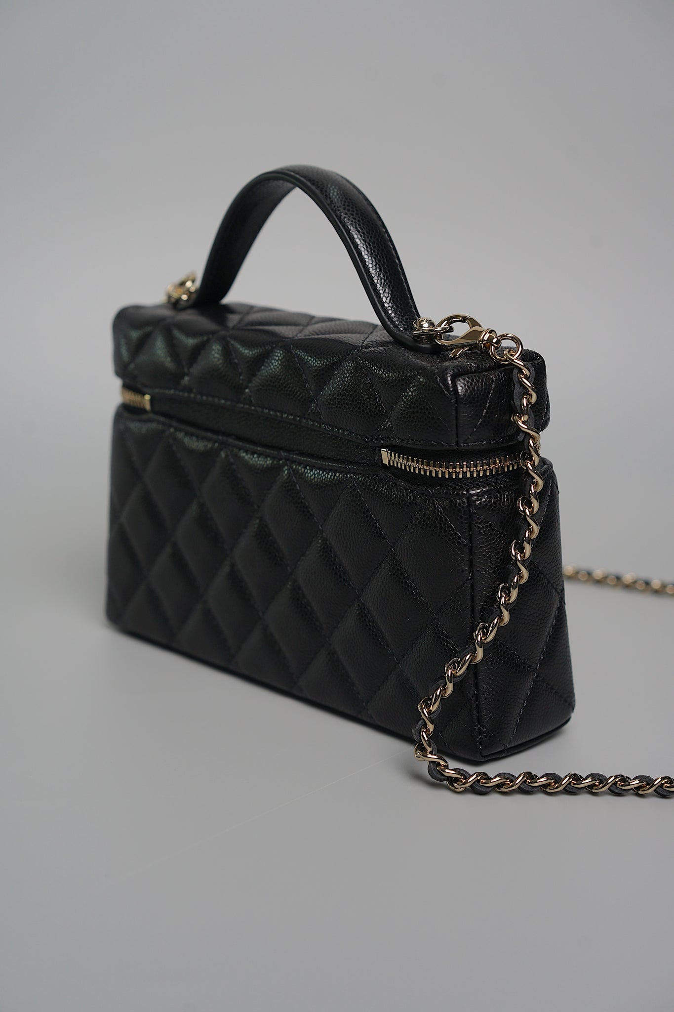 Chanel Timeless Top Handle Vanity in Black Caviar Shw (Brand New)