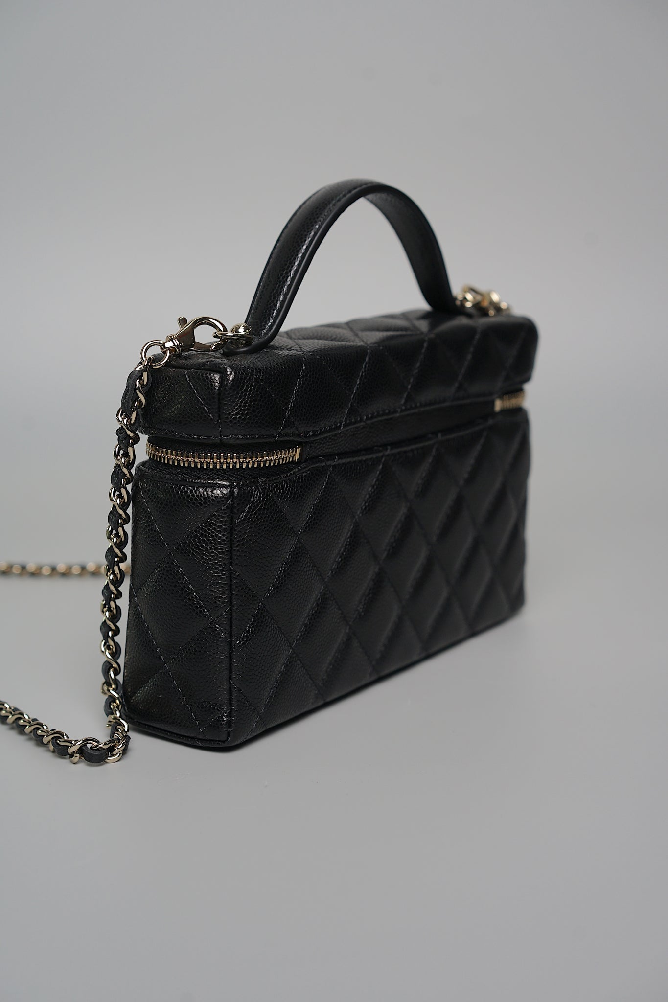 Chanel Timeless Top Handle Vanity in Black Caviar Shw (Brand New)