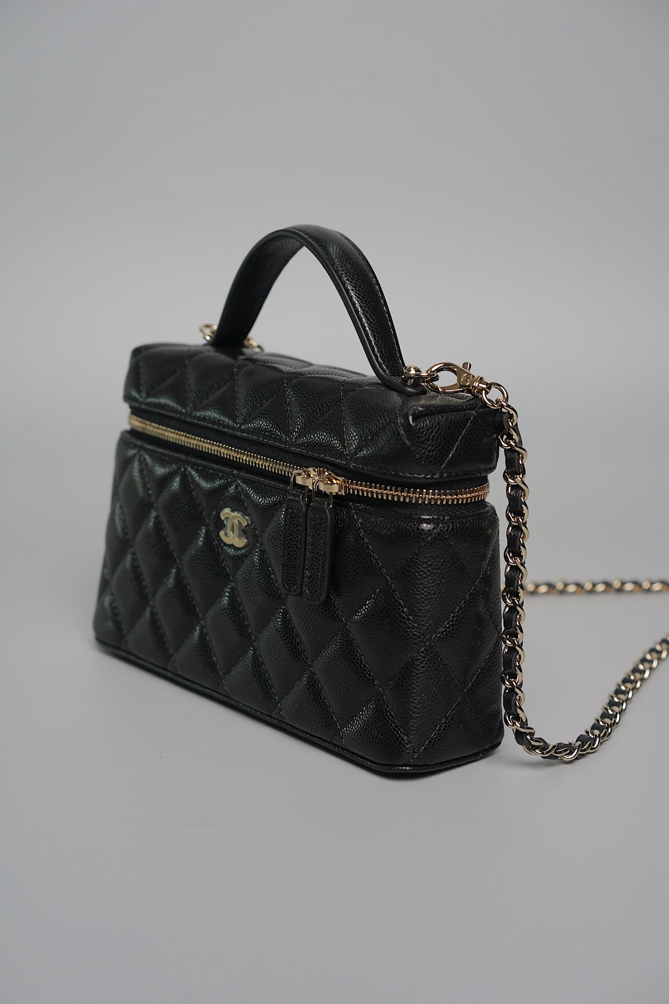 Chanel Timeless Top Handle Vanity in Black Caviar Shw (Brand New)
