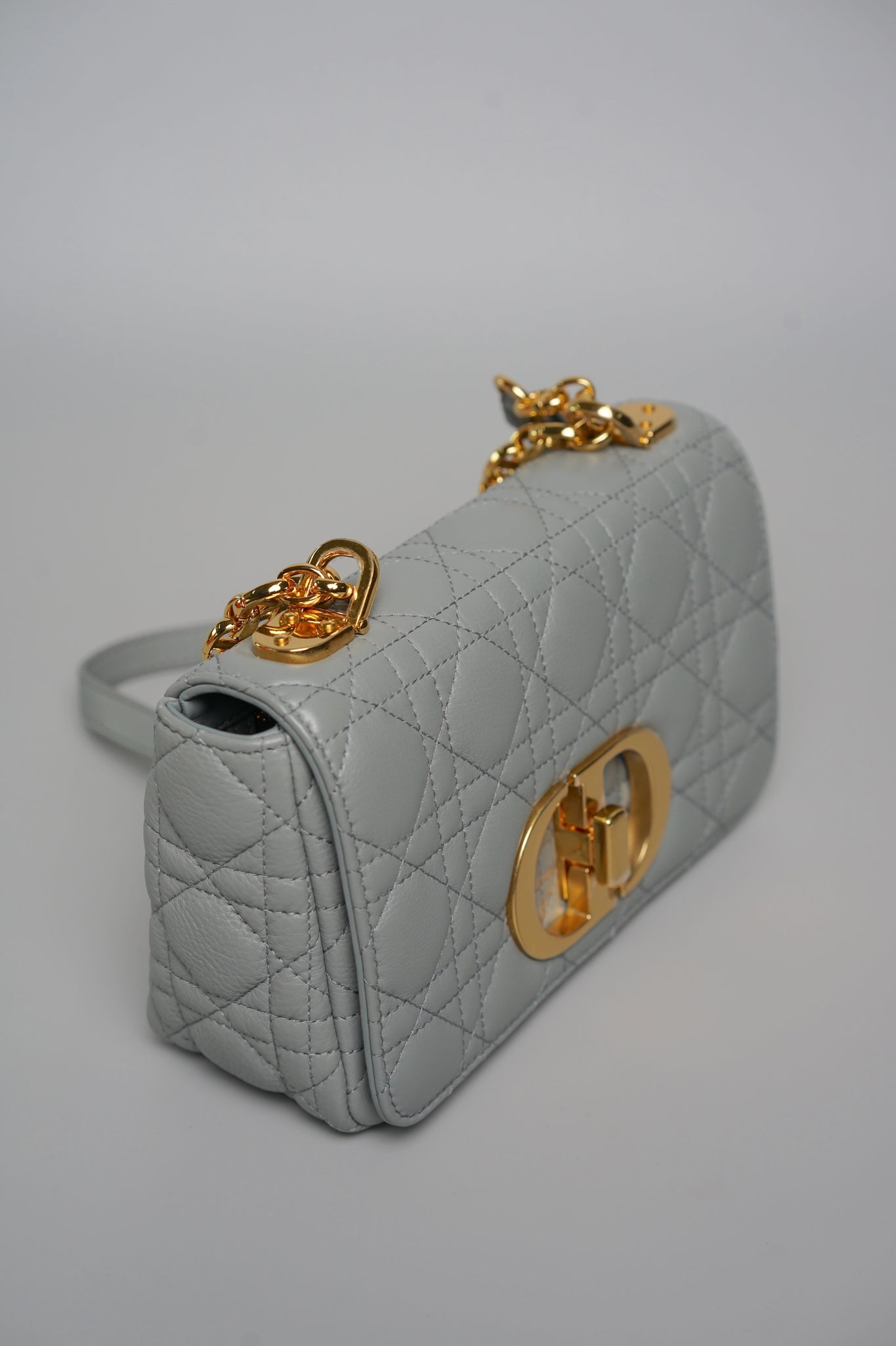 Dior Caro Small in Stone Gray Ghw