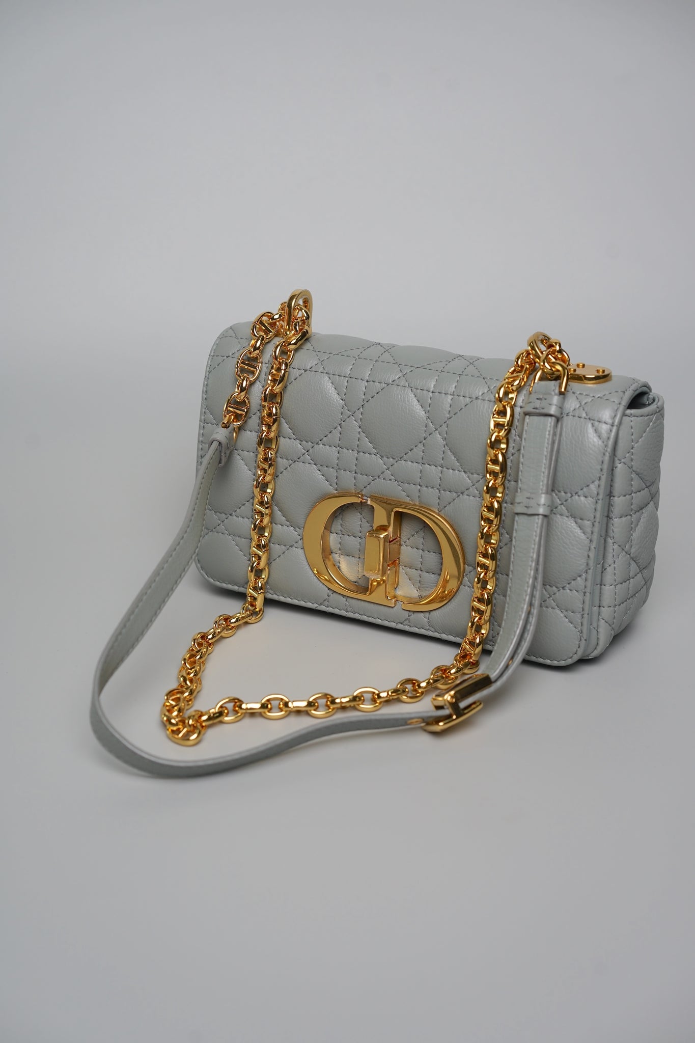 Dior Caro Small in Stone Gray Ghw