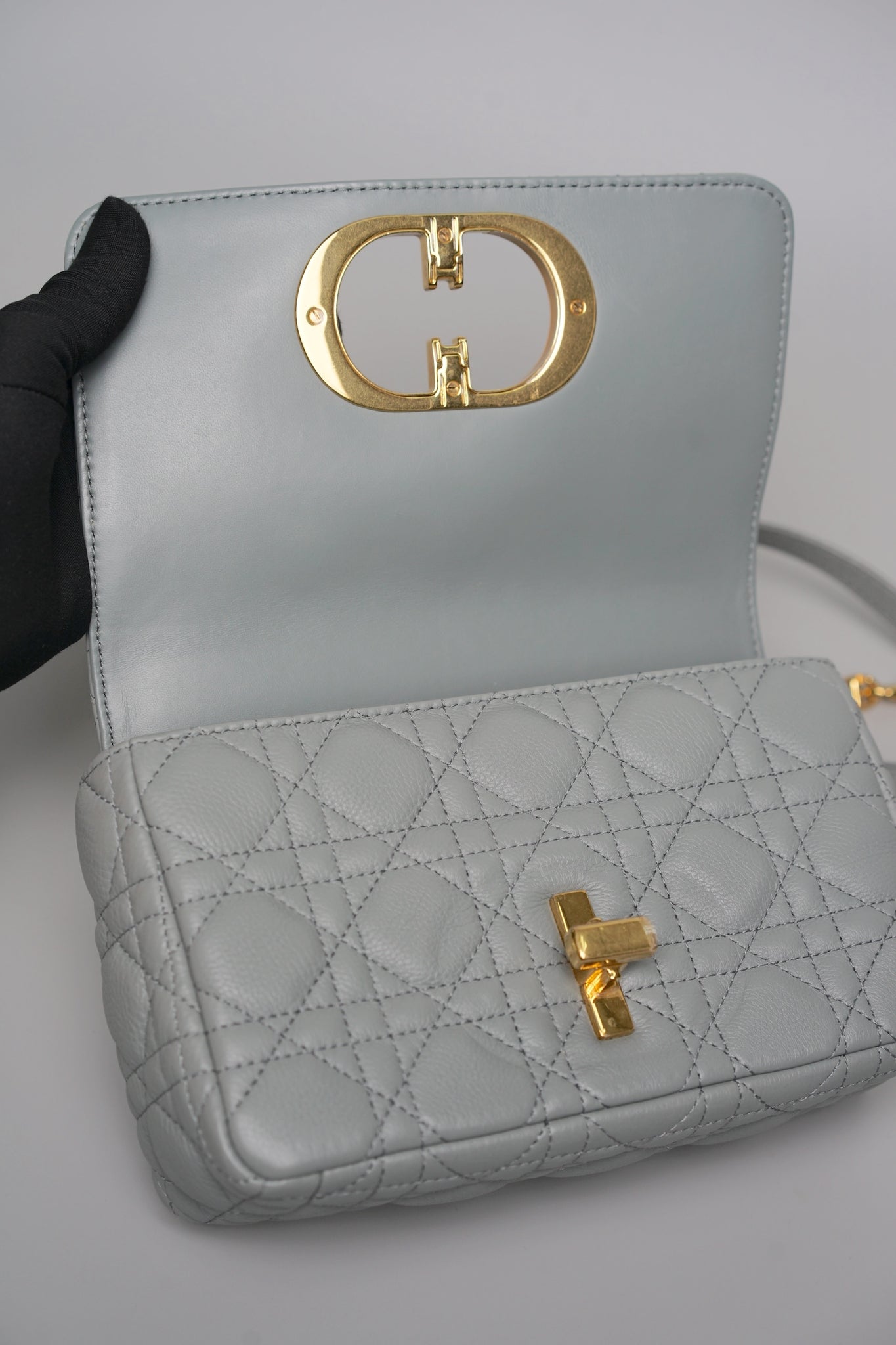 Dior Caro Small in Stone Gray Ghw