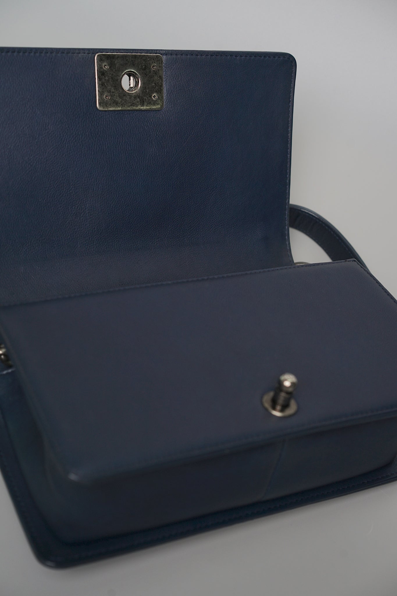 Boy Chanel Medium in Navy Lambskin Ruthenium