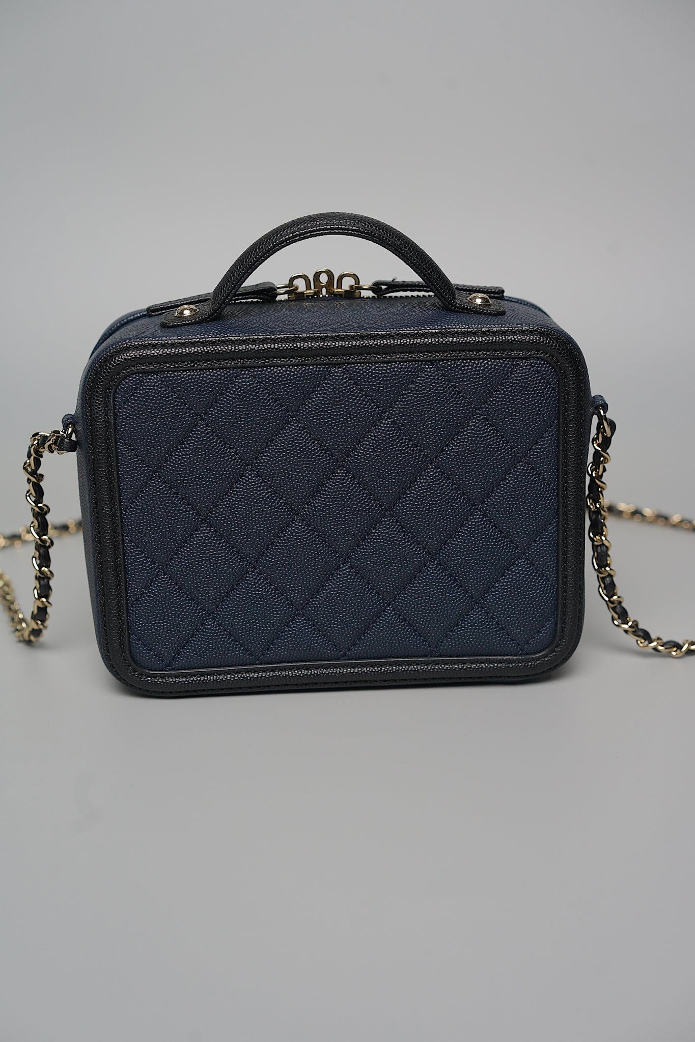 Chanel Mini Filigree Vanity Bag in Navy/Black Caviar Ghw