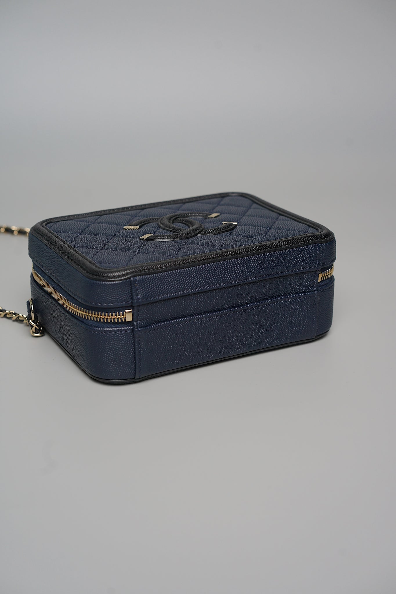 Chanel Mini Filigree Vanity Bag in Navy/Black Caviar Ghw