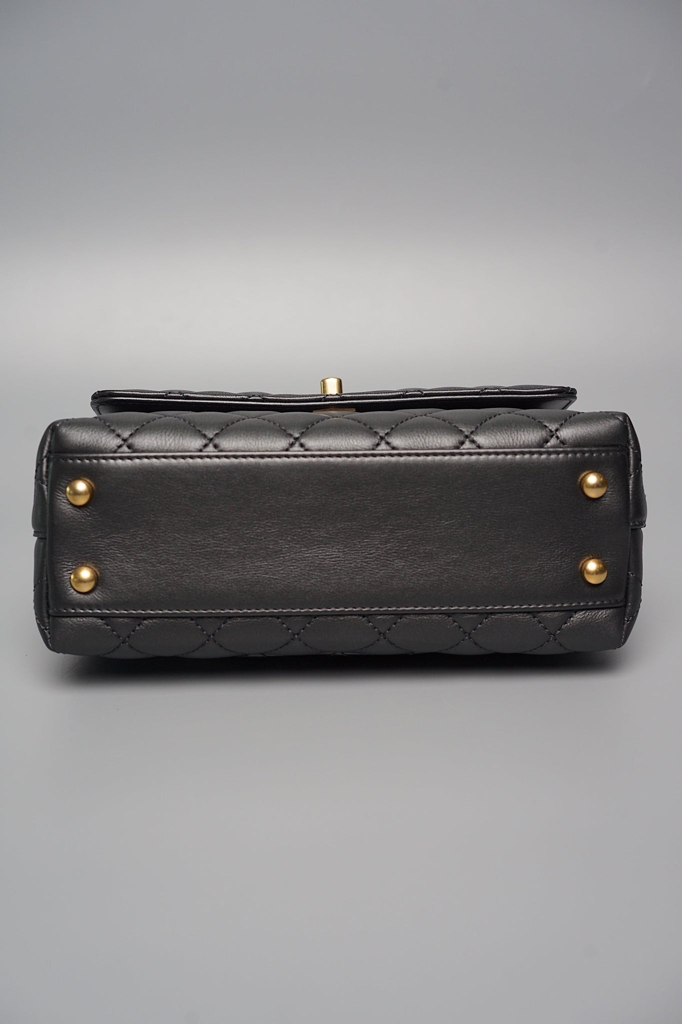 Chanel Coco Handle Small in Black Goat Skin/Black Rhinestones Ghw