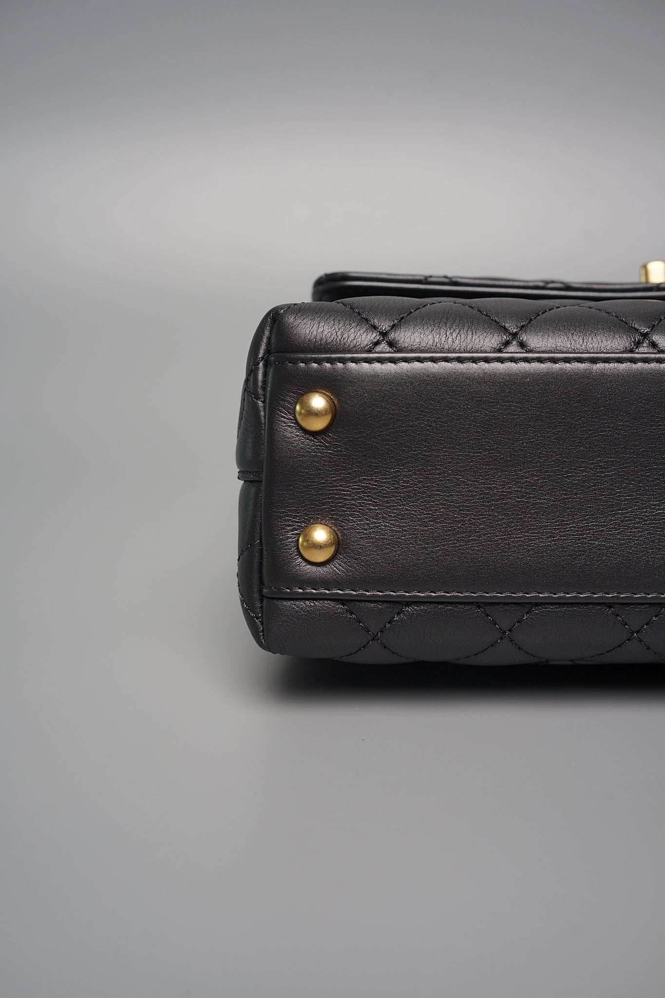 Chanel Coco Handle Small in Black Goat Skin/Black Rhinestones Ghw