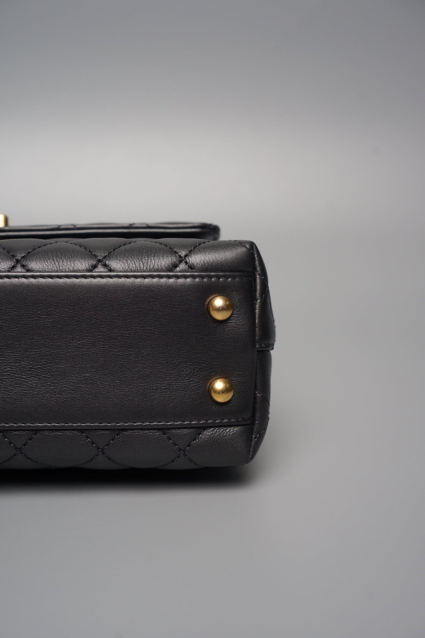 Chanel Coco Handle Small in Black Goat Skin/Black Rhinestones Ghw