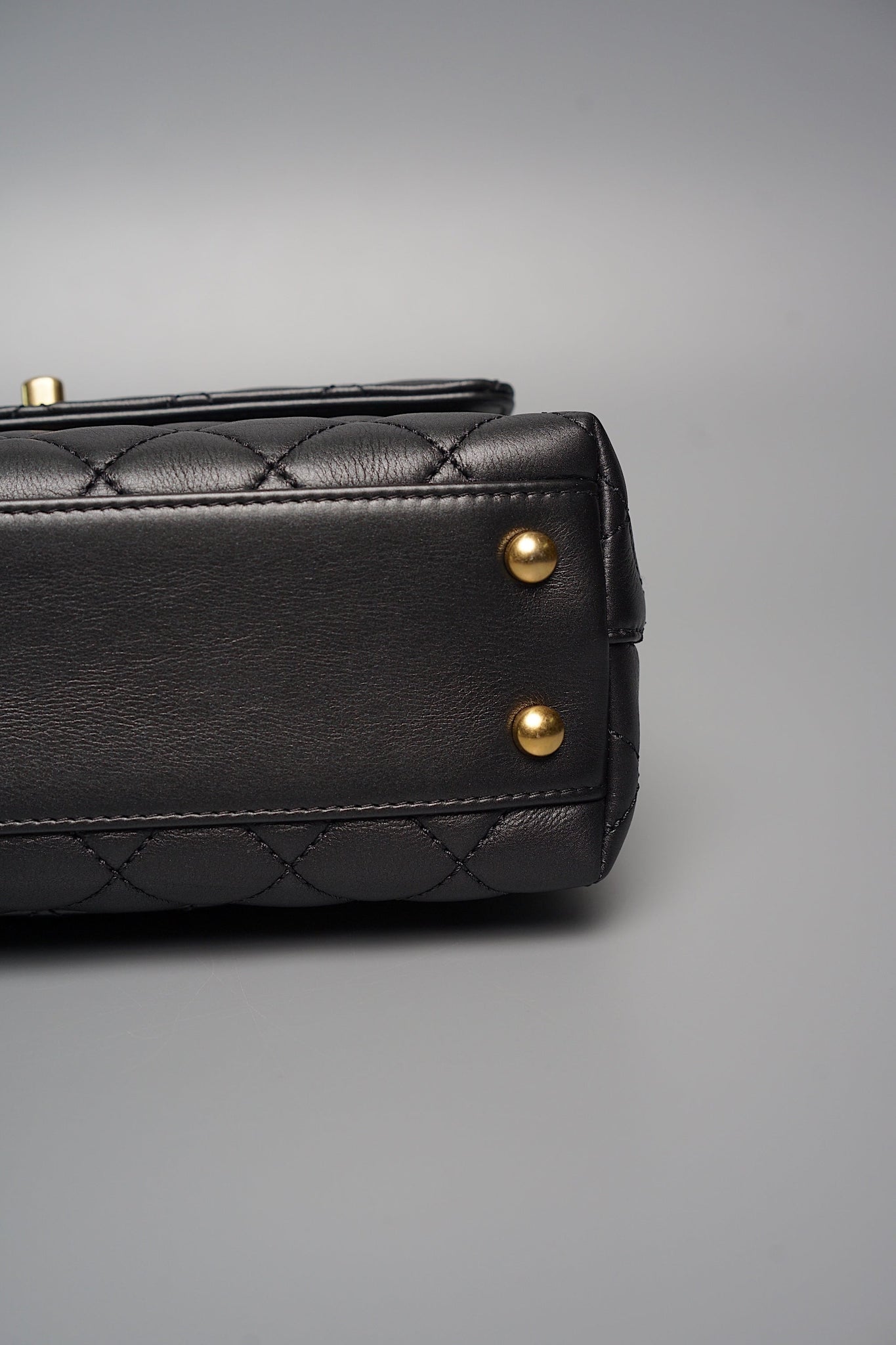 Chanel Coco Handle Small in Black Goat Skin/Black Rhinestones Ghw
