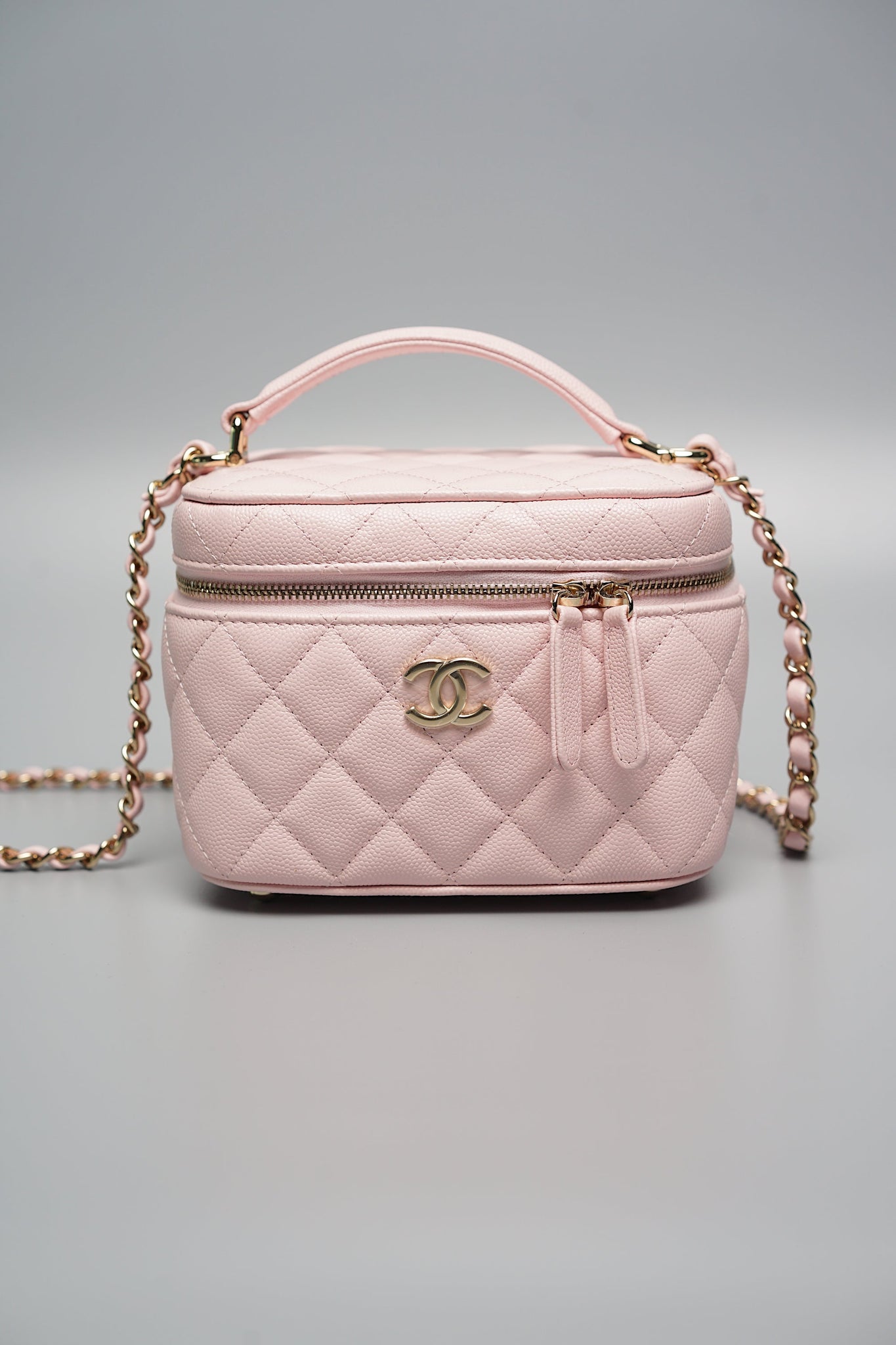 Chanel Pink Caviar Vanity Case with Top Handle (Brand New)