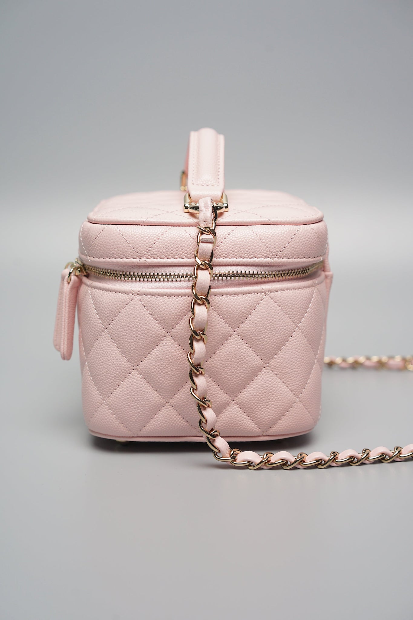 Chanel Pink Caviar Vanity Case with Top Handle (Brand New)