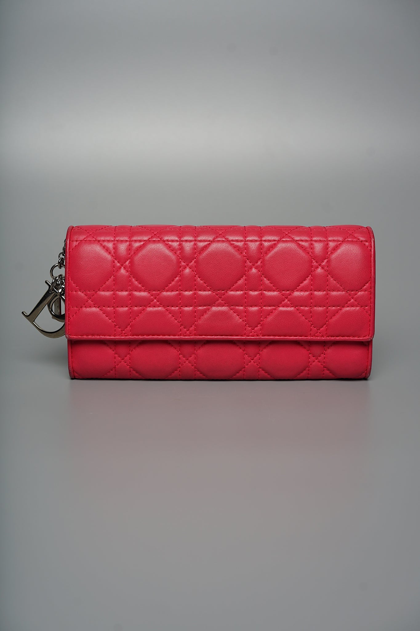Dior Quilted Cannage Long Wallet in Pink Shw