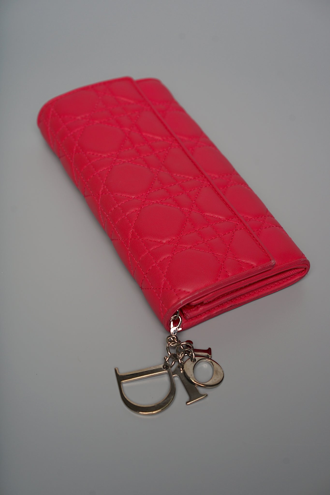 Dior Quilted Cannage Long Wallet in Pink Shw