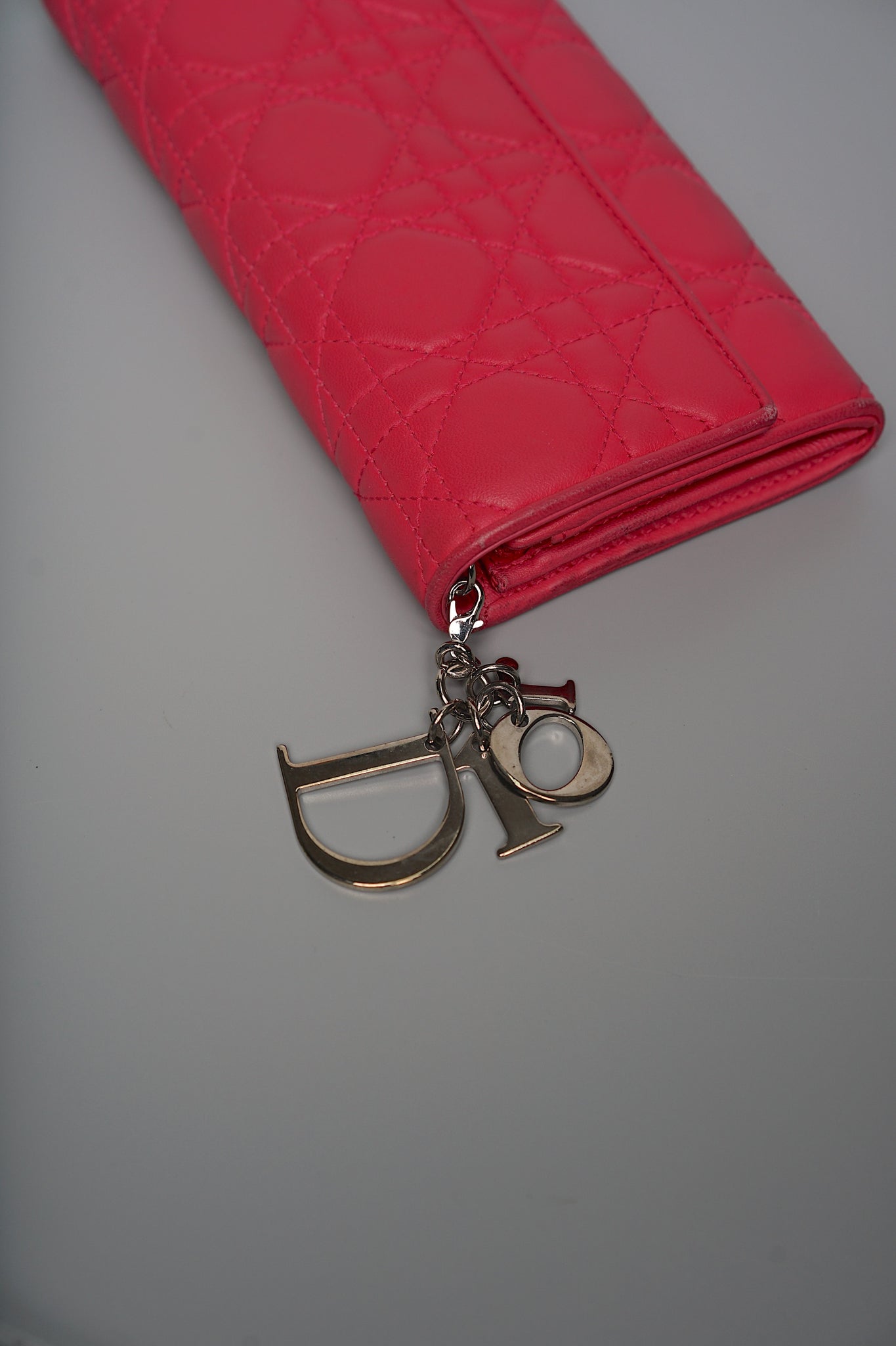 Dior Quilted Cannage Long Wallet in Pink Shw