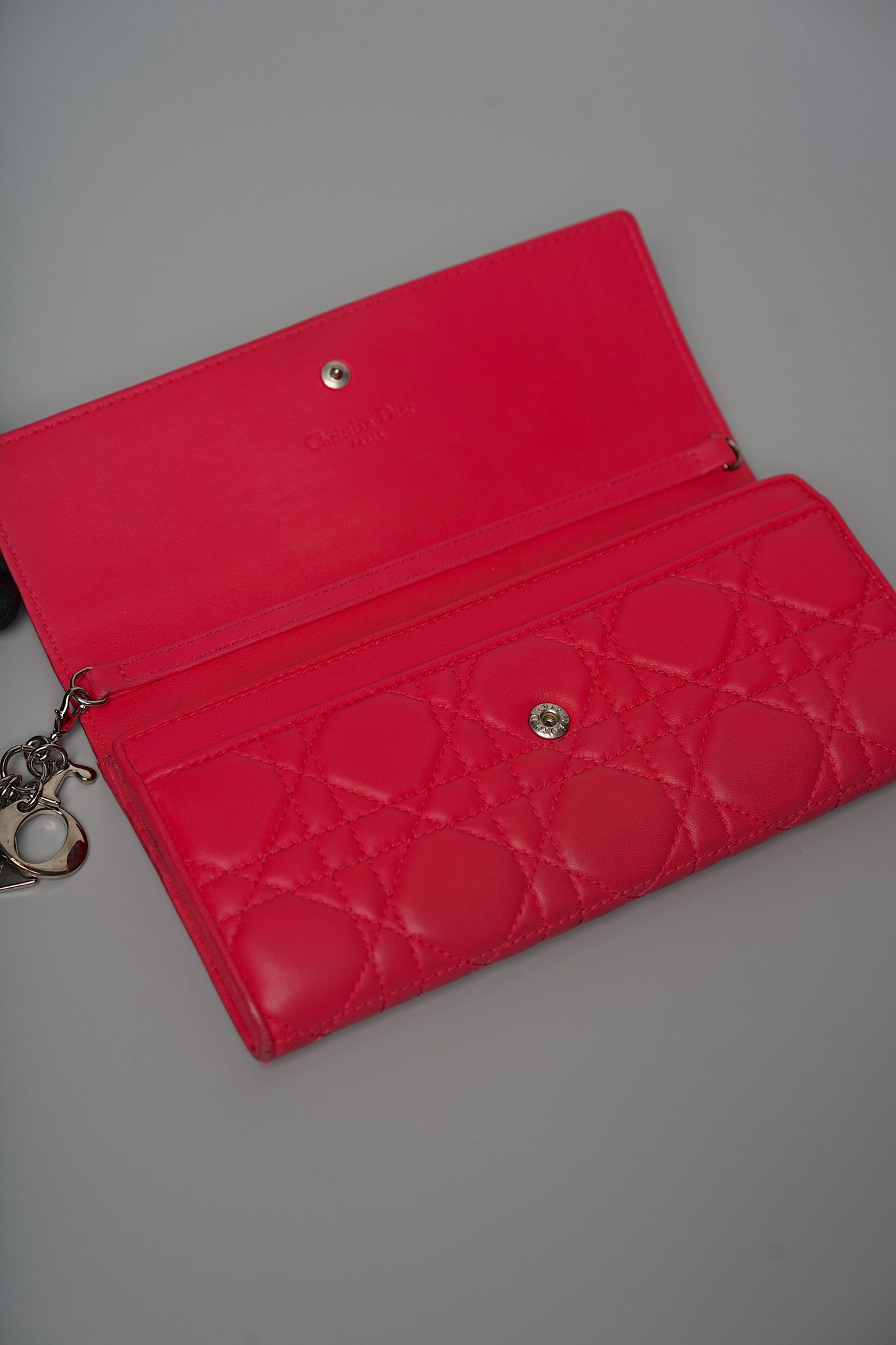Dior Quilted Cannage Long Wallet in Pink Shw