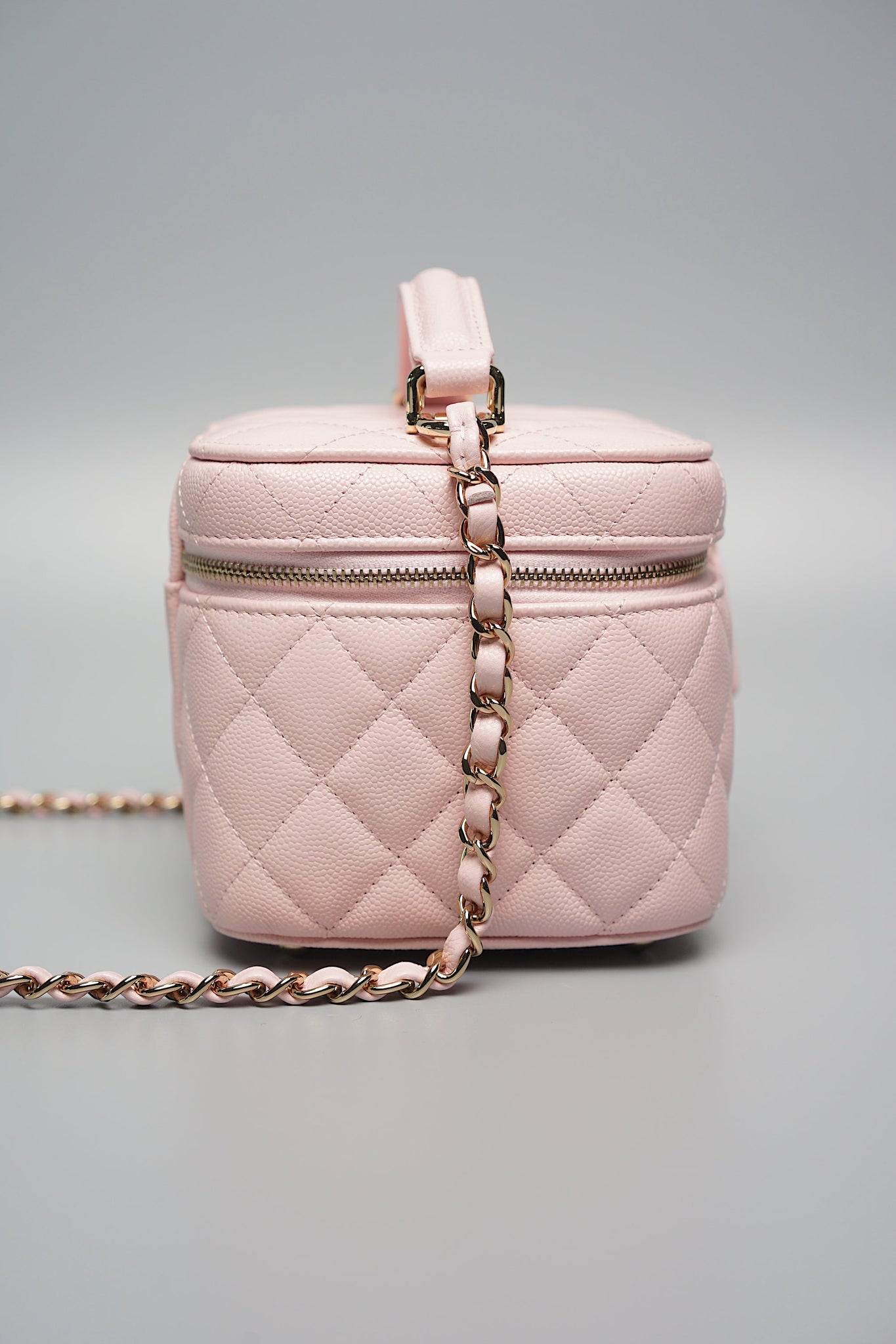 Chanel Pink Caviar Vanity Case with Top Handle (Brand New)