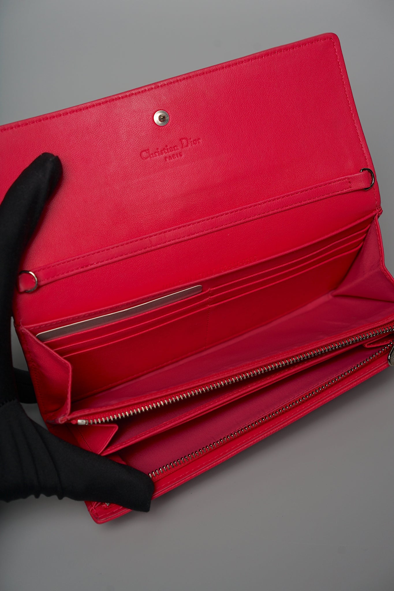 Dior Quilted Cannage Long Wallet in Pink Shw