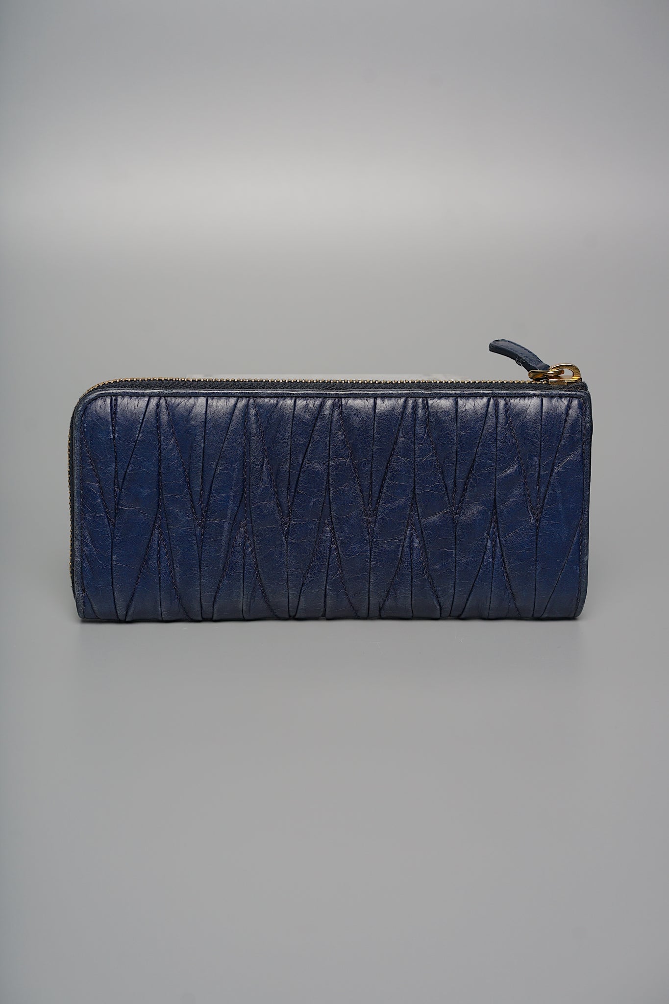Miu Miu Zip Around Long Wallet in Navy Blue Ghw