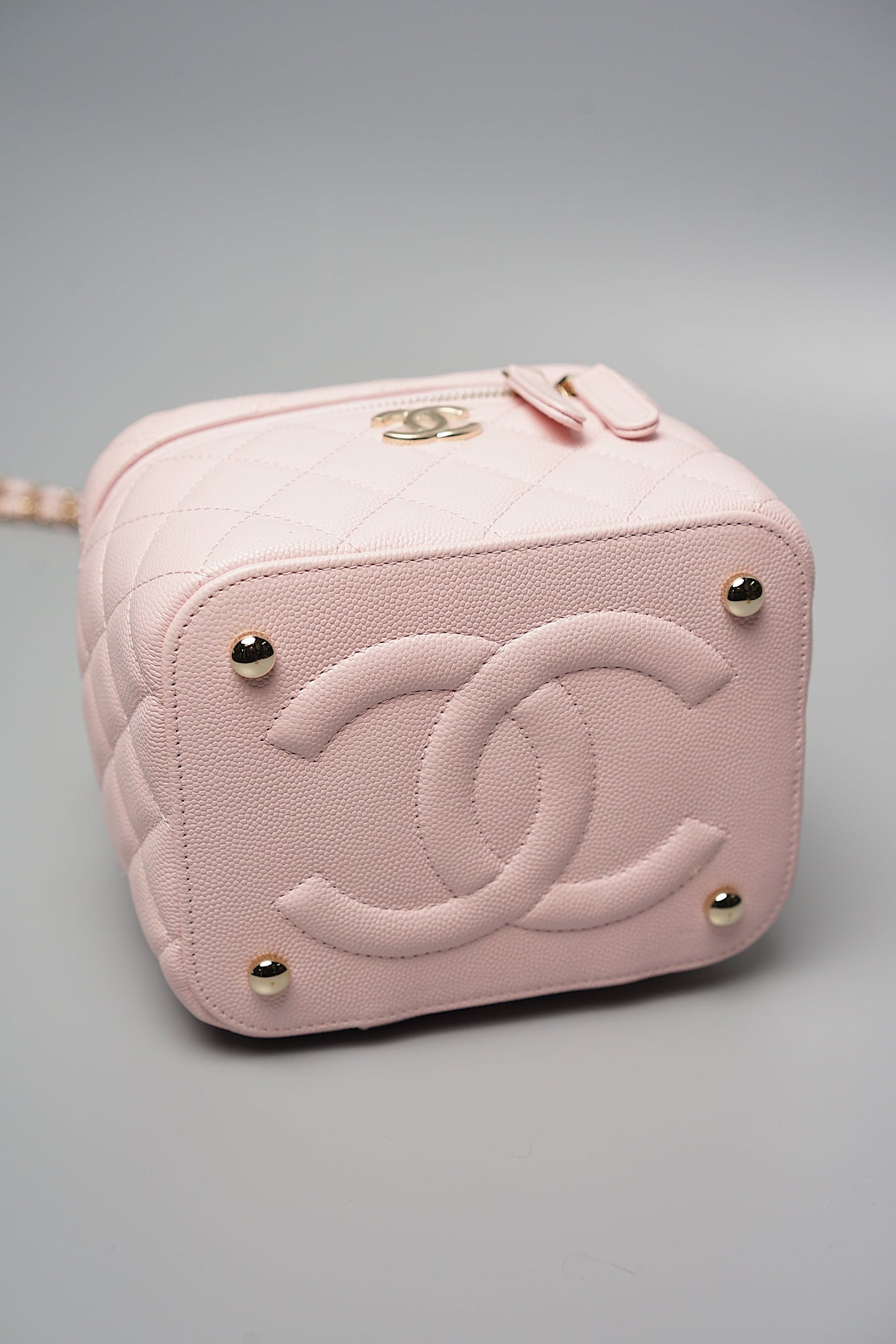 Chanel Pink Caviar Vanity Case with Top Handle (Brand New)