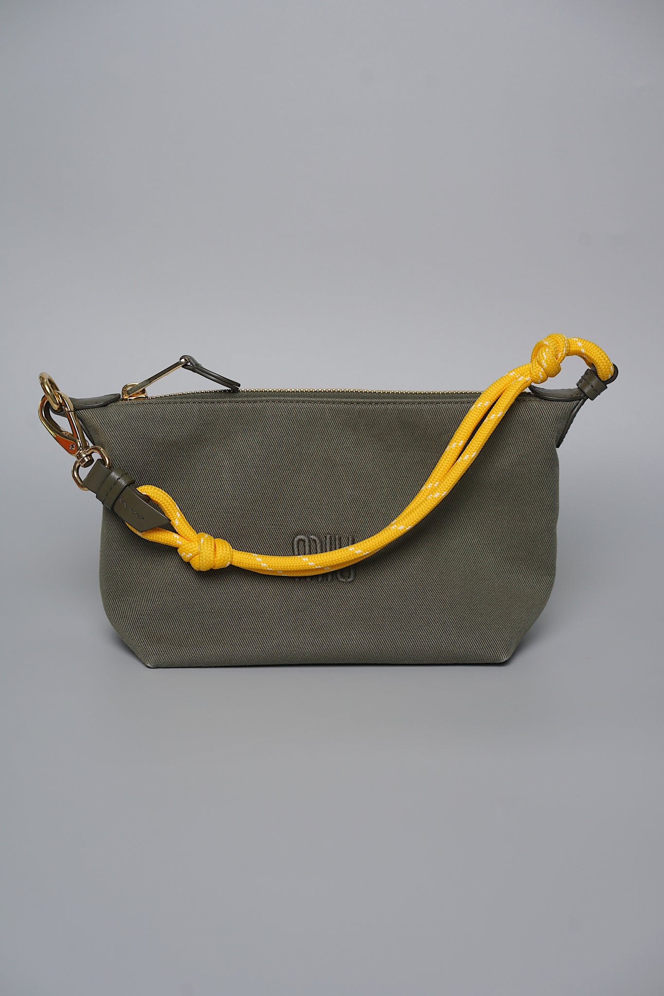 Miu Miu Gabardine Pouch in Olive Green/Yellow