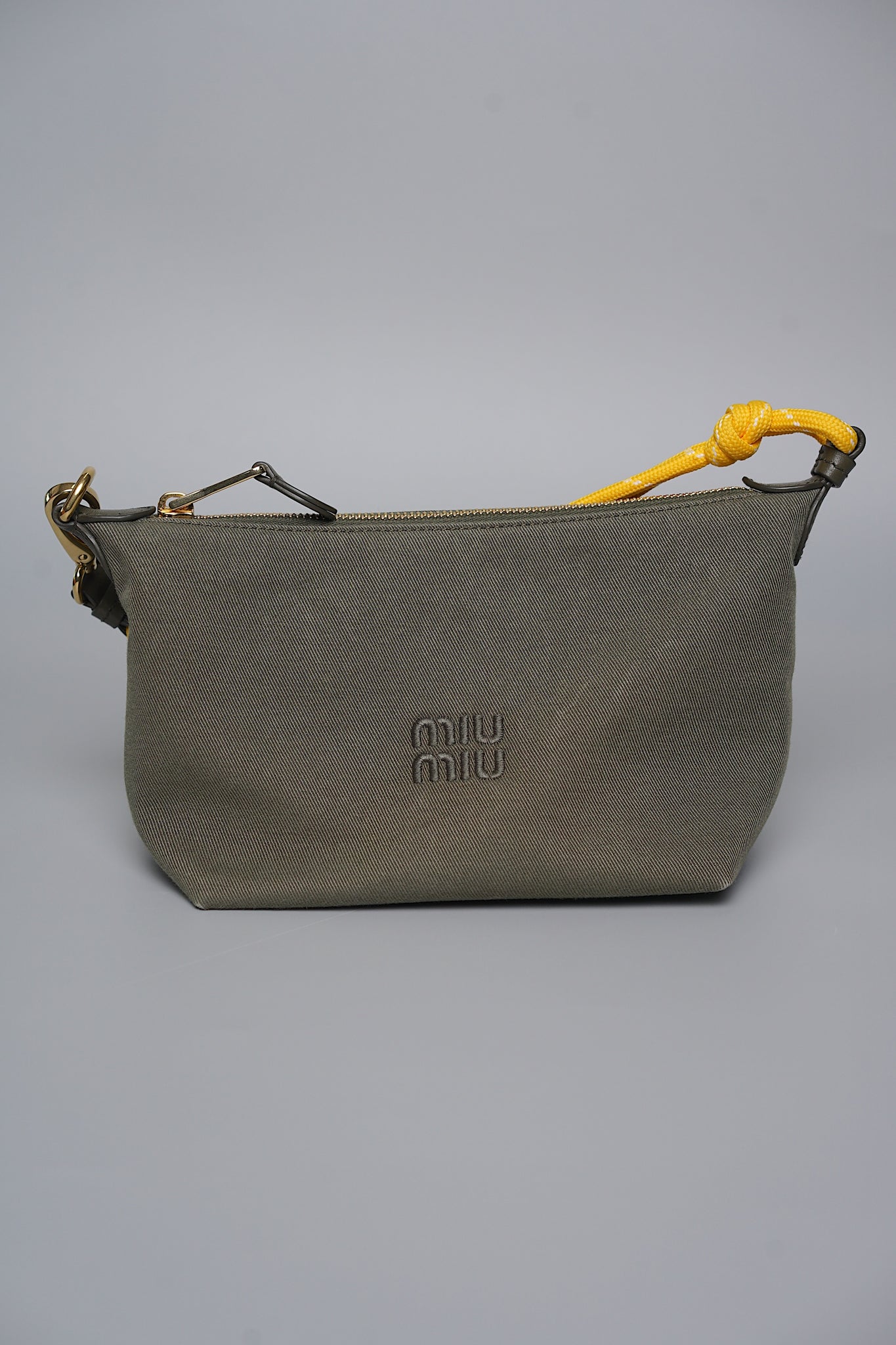 Miu Miu Gabardine Pouch in Olive Green/Yellow