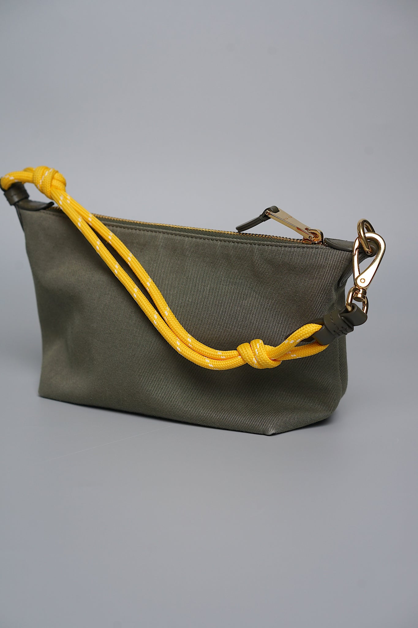 Miu Miu Gabardine Pouch in Olive Green/Yellow