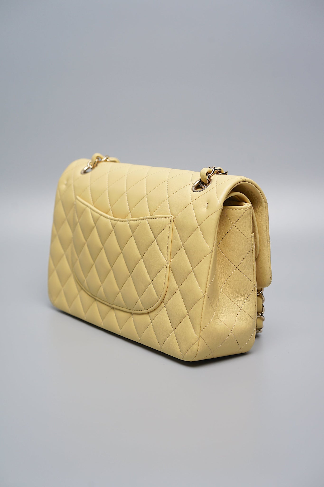 Chanel Double Medium Flap in Yellow Lambskin Ghw (Brand New)