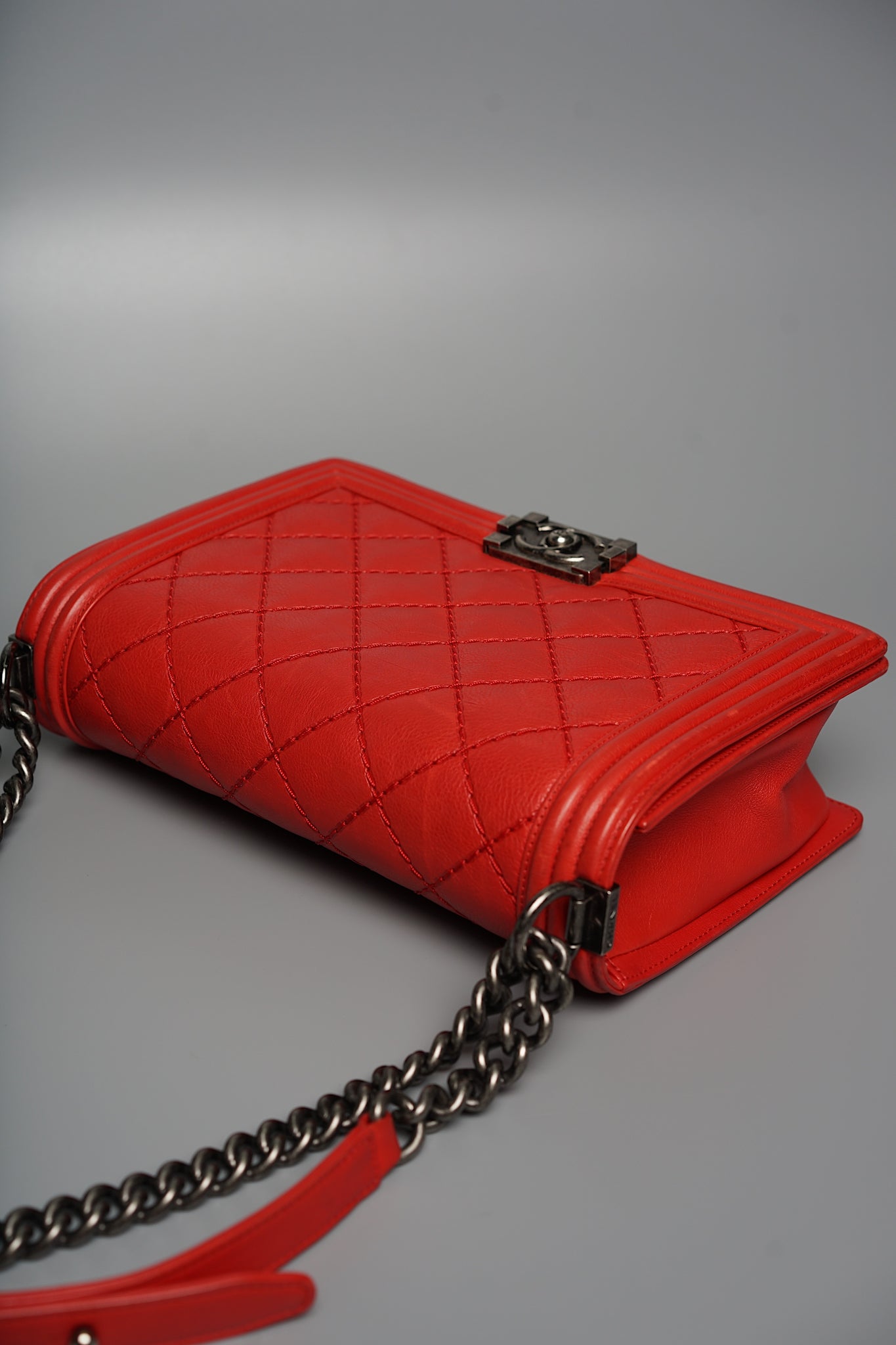 Chanel Le Boy Medium in Red Ruthenium