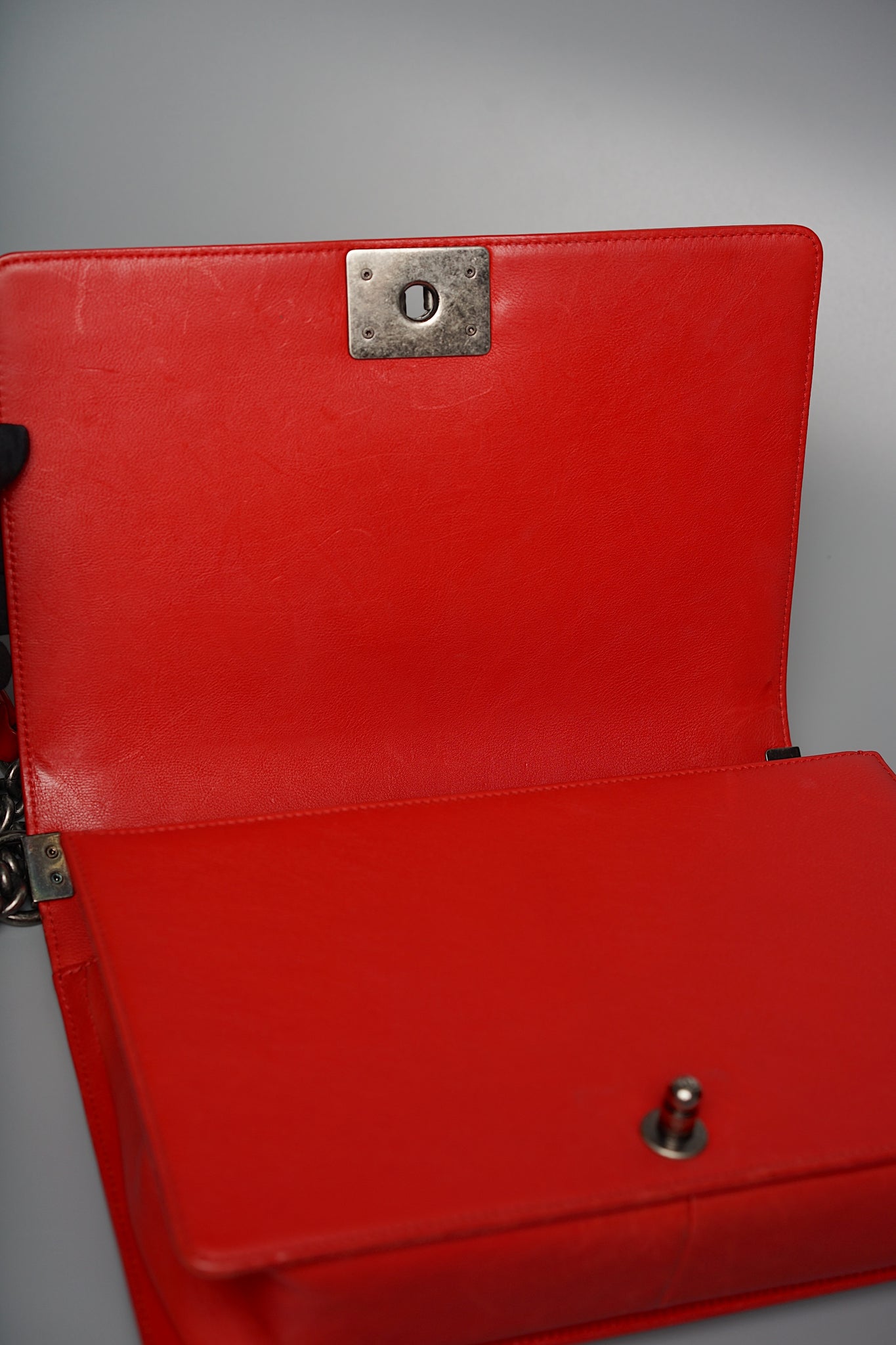Chanel Le Boy Medium in Red Ruthenium