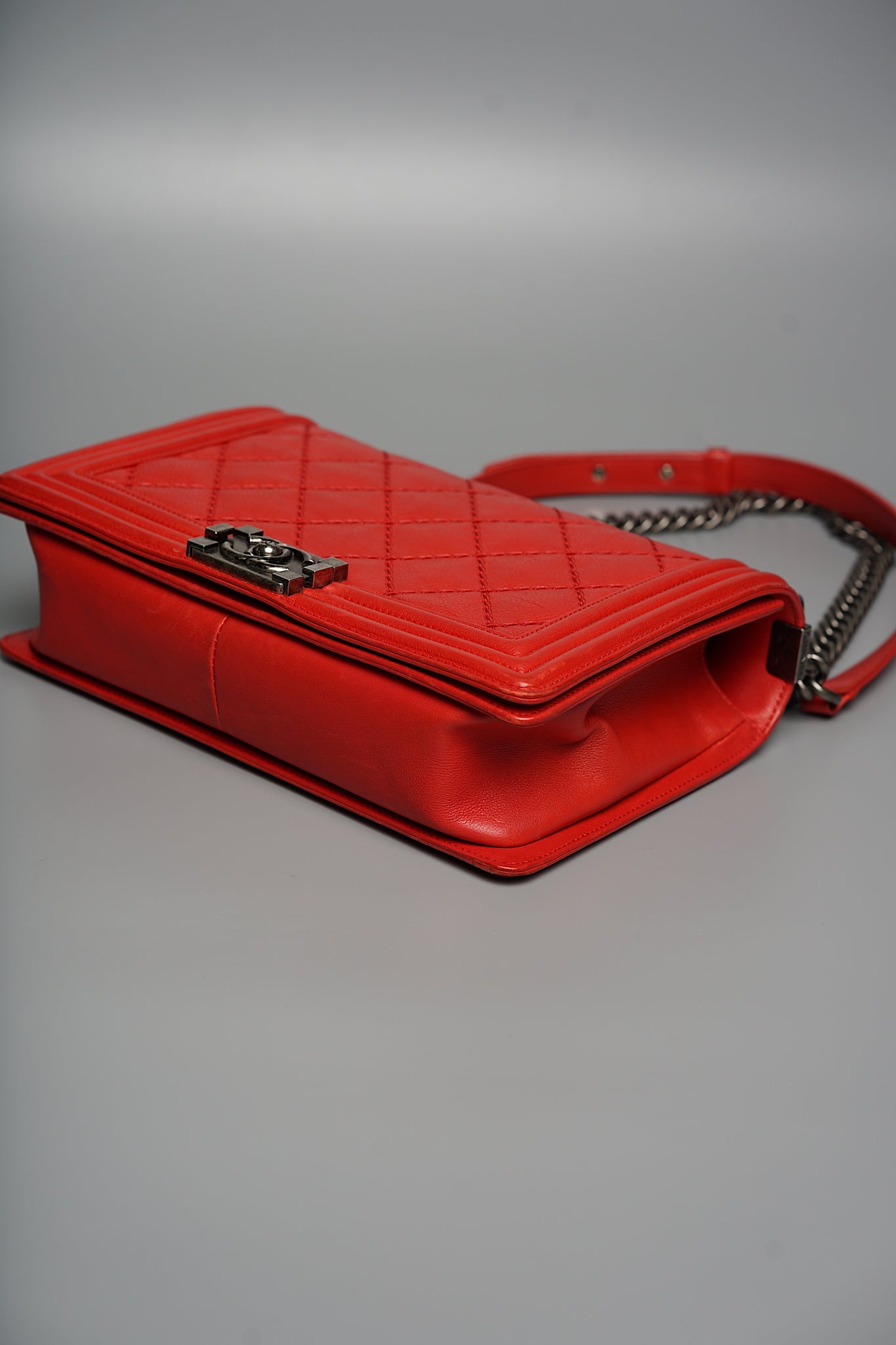 Chanel Le Boy Medium in Red Ruthenium