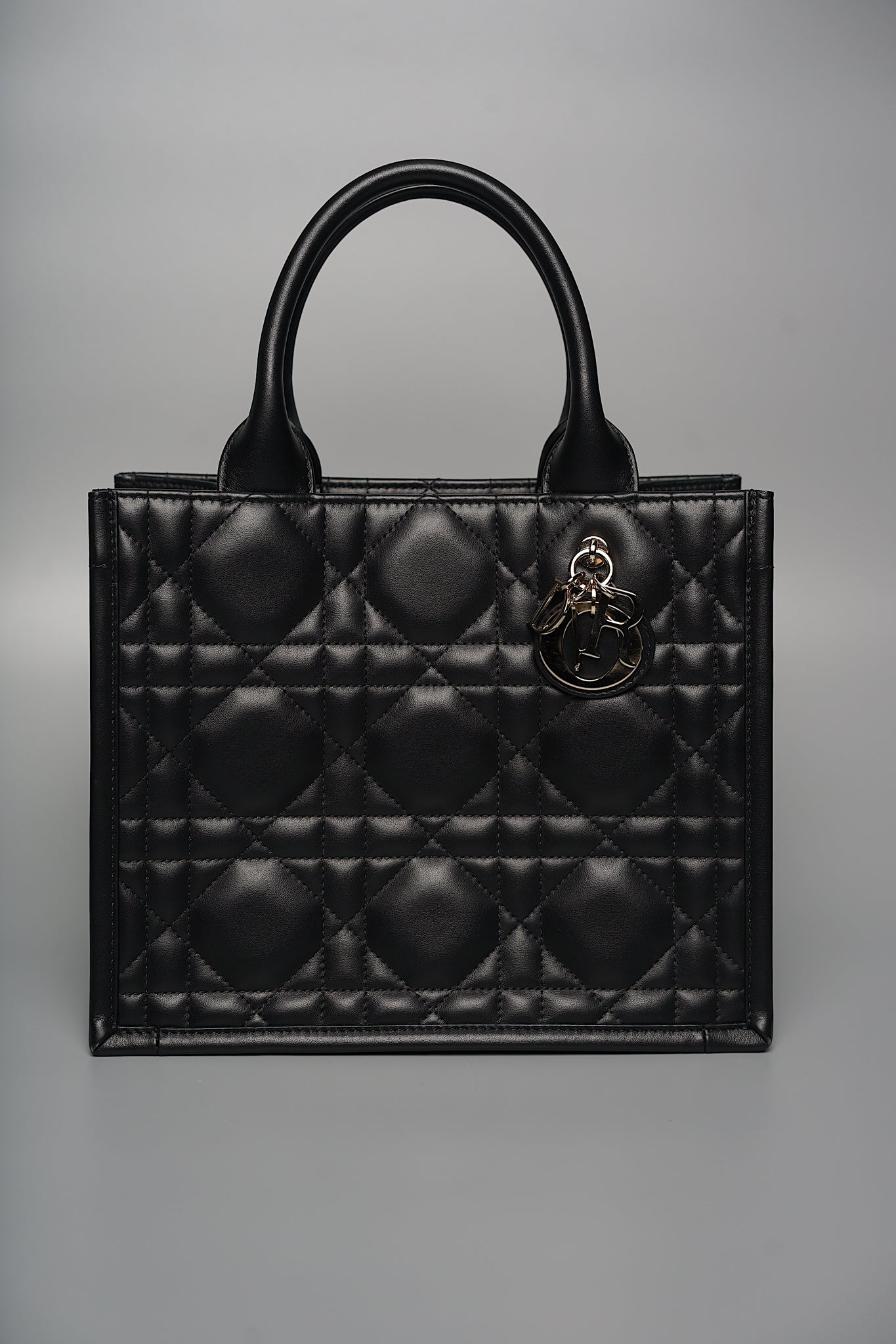 Dior Small Book Tote Bag in Black Macrocannage Calfskin Ghw