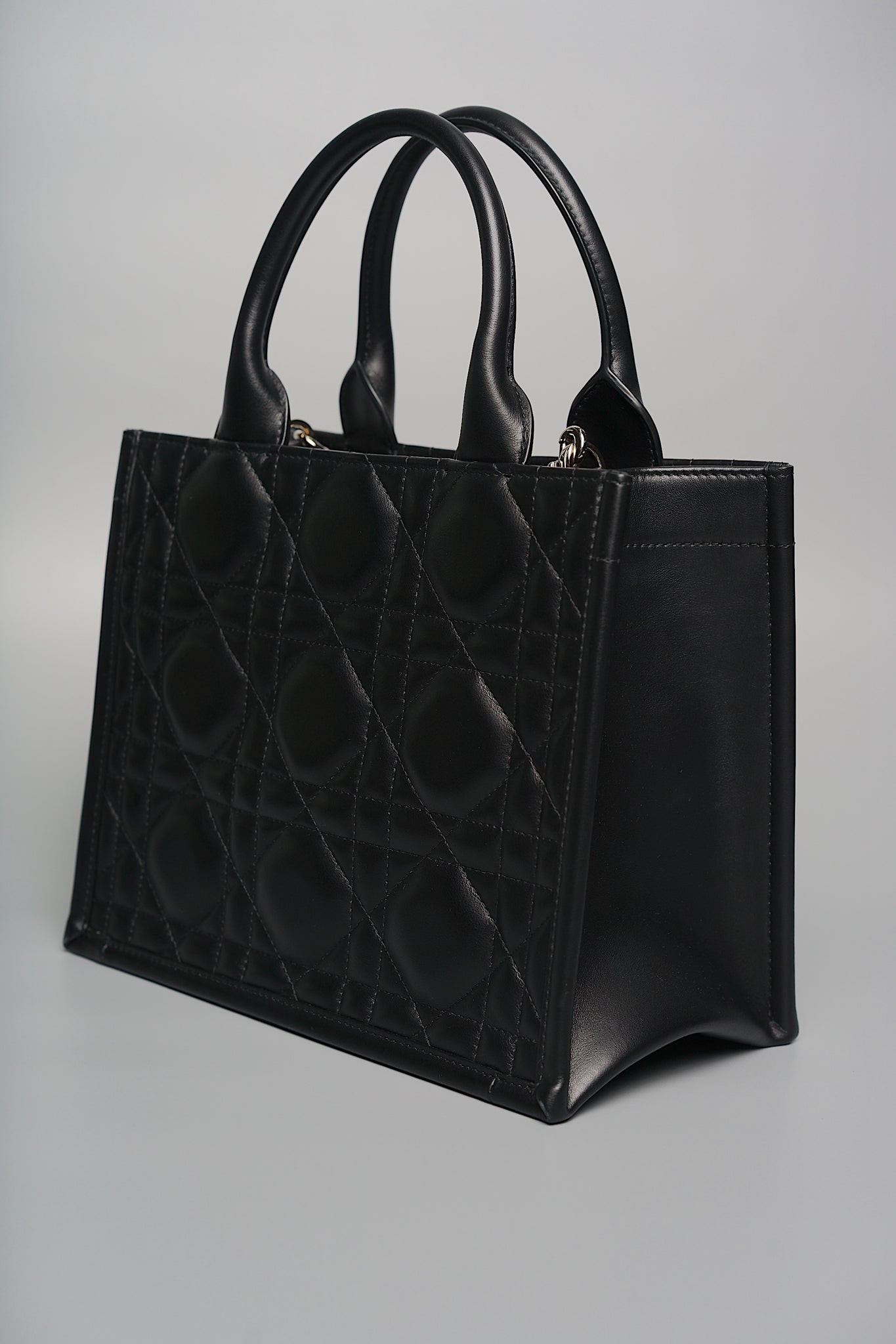 Dior Small Book Tote Bag in Black Macrocannage Calfskin Ghw
