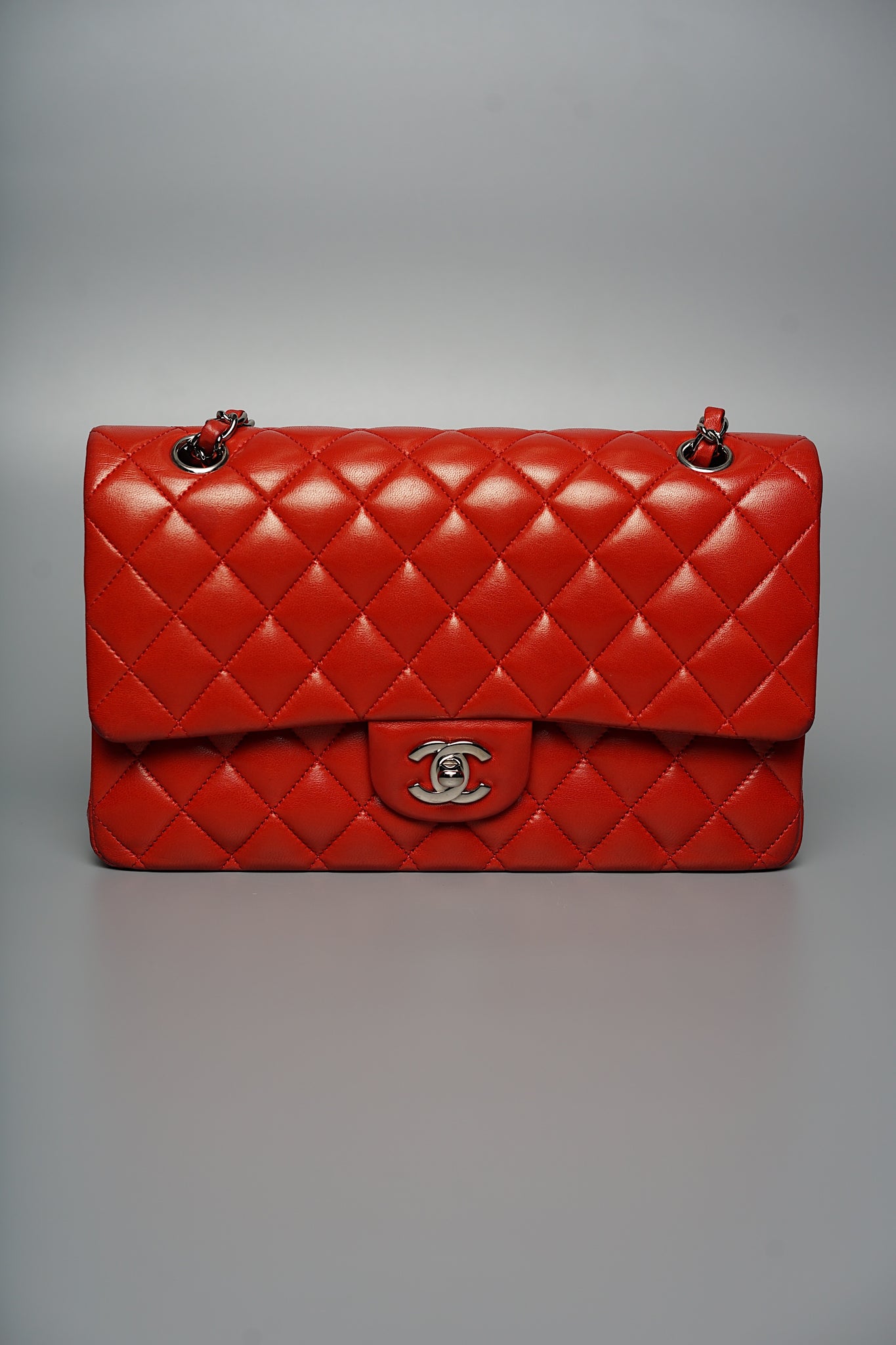 Chanel Classic Double Medium Flap in Vermillon Lambskin Shw
