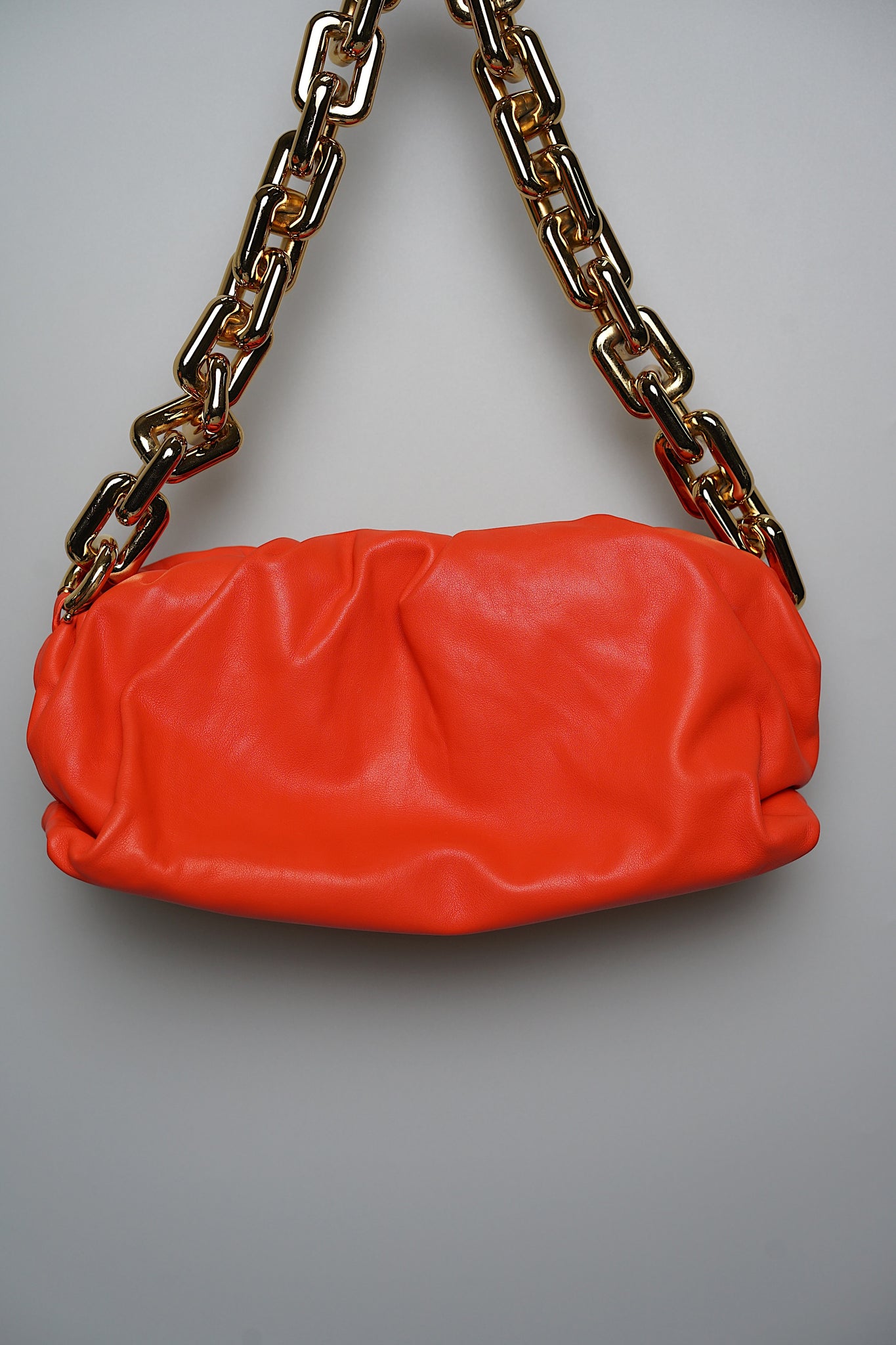 Bottega Chain Pouch Handbag in Orange
