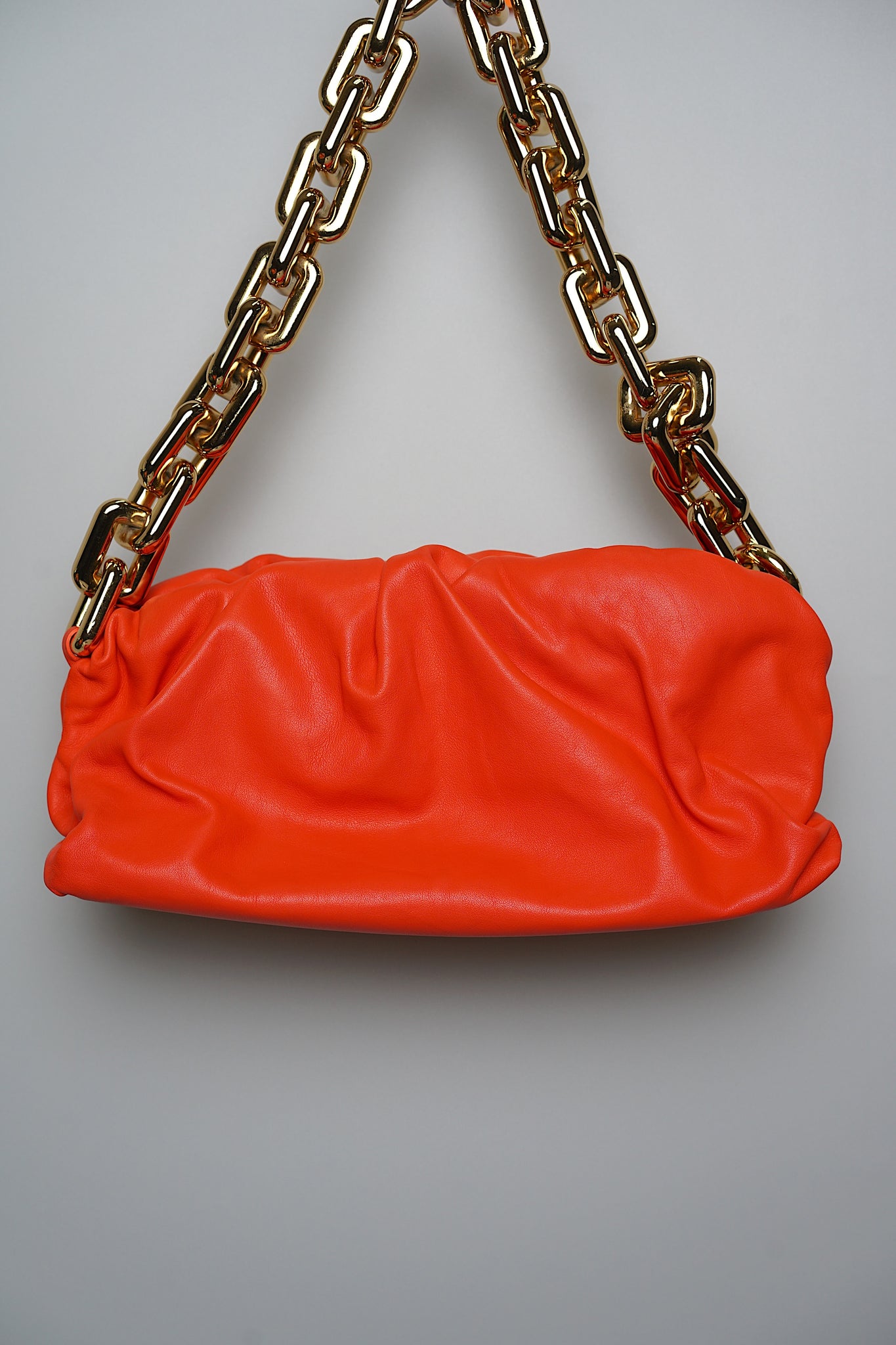 Bottega Chain Pouch Handbag in Orange
