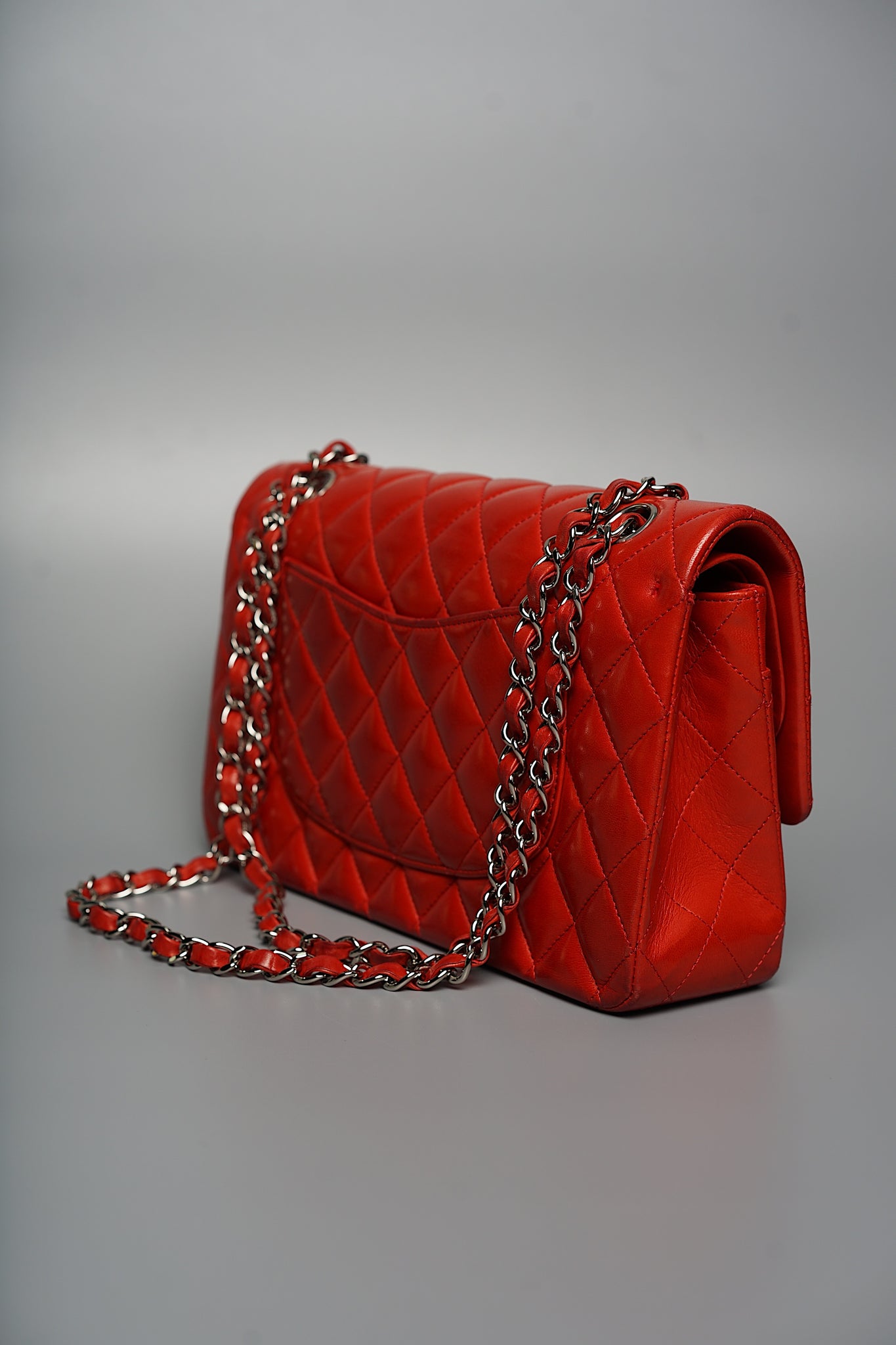 Chanel Classic Double Medium Flap in Vermillon Lambskin Shw