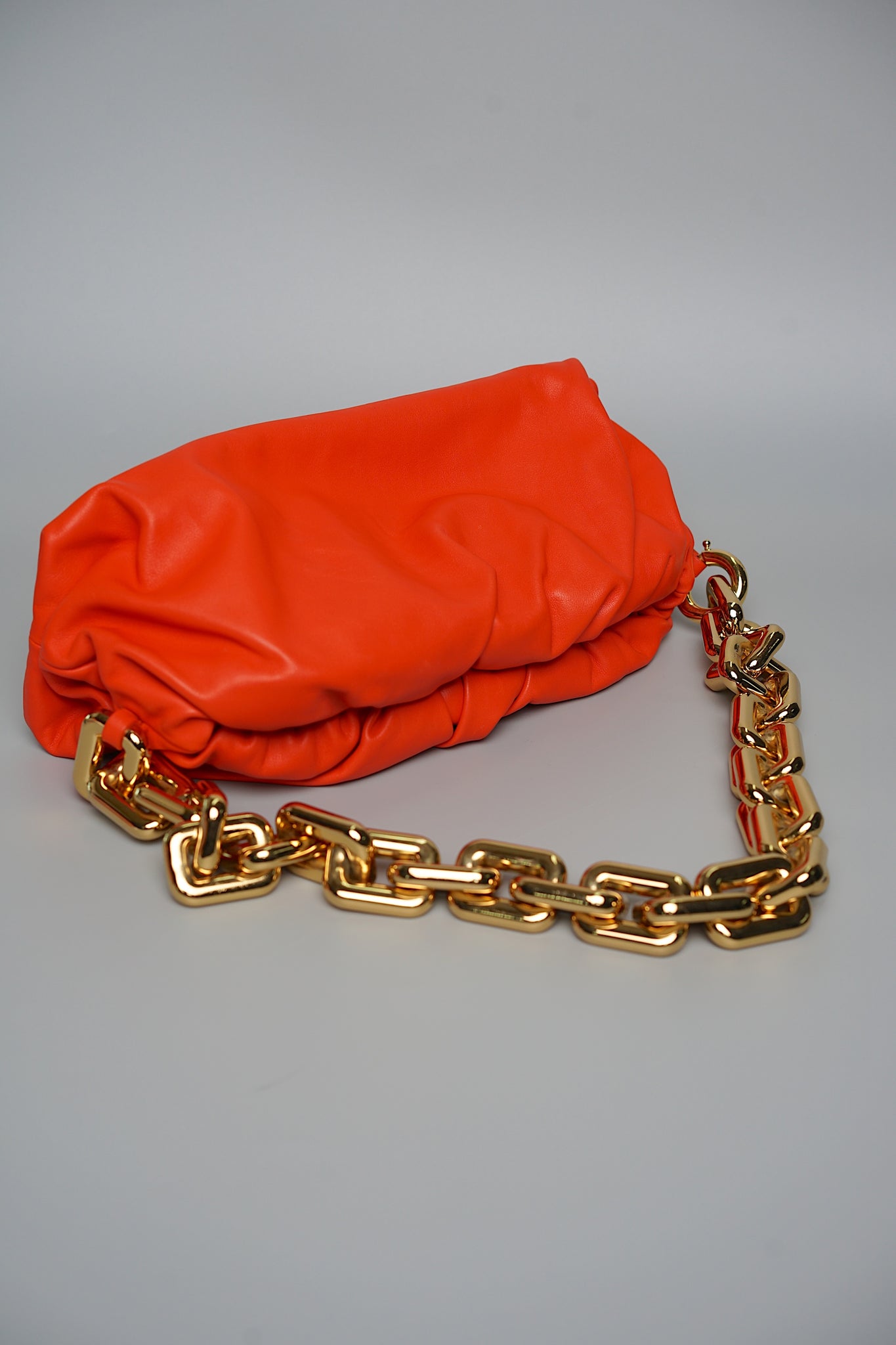 Bottega Chain Pouch Handbag in Orange