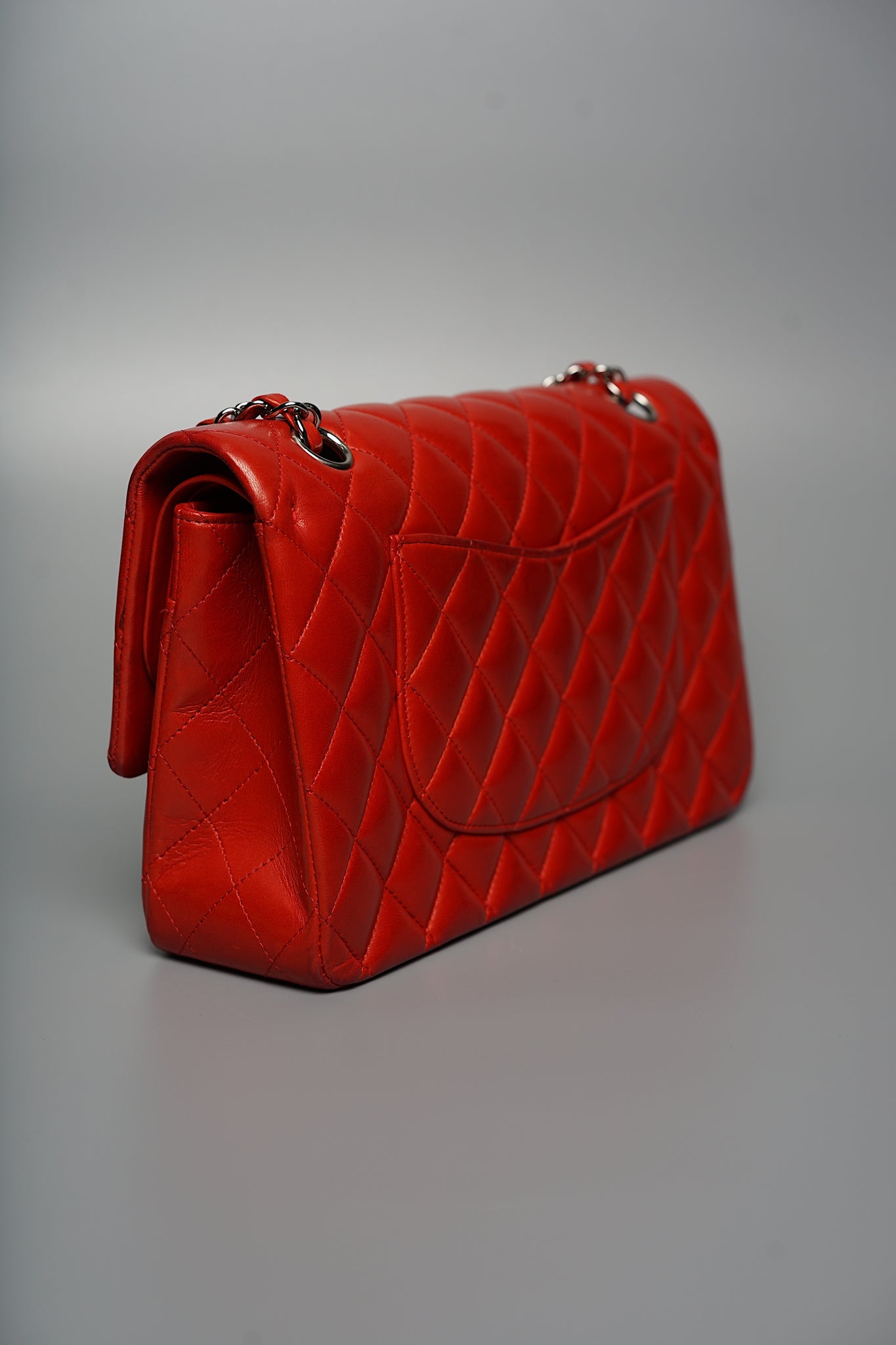 Chanel Classic Double Medium Flap in Vermillon Lambskin Shw