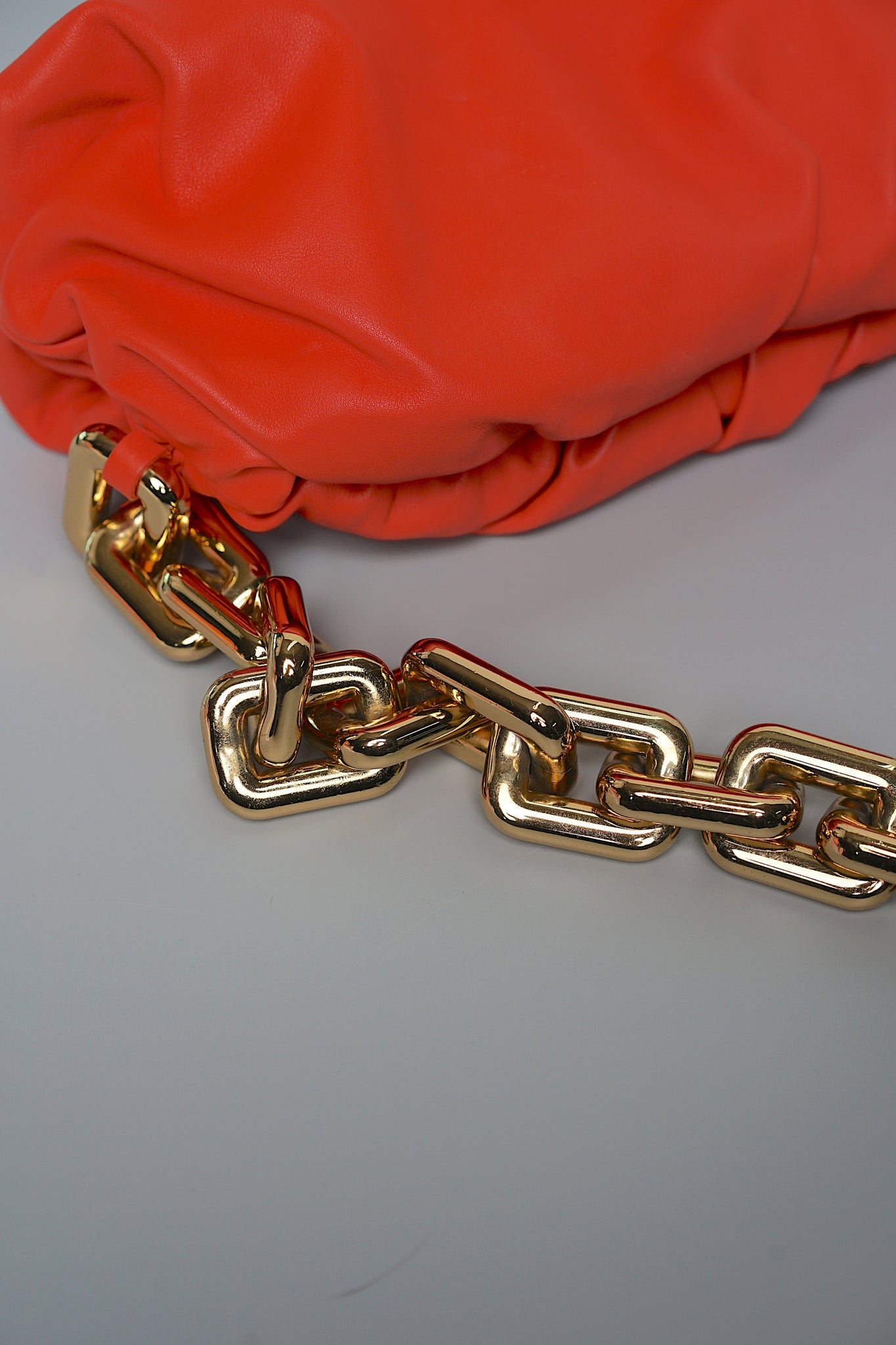 Bottega Chain Pouch Handbag in Orange